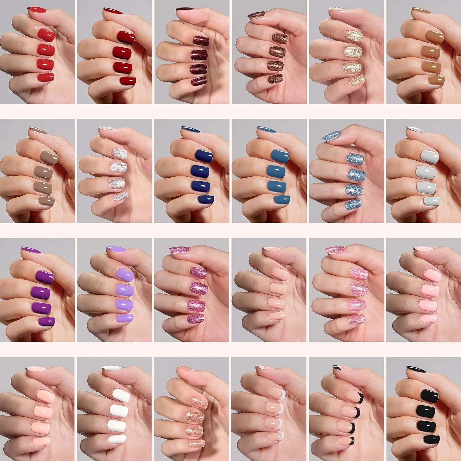 Beetles Press On Nails Kit - Bubble Pop, 720Pcs 24 Colors Short Square
