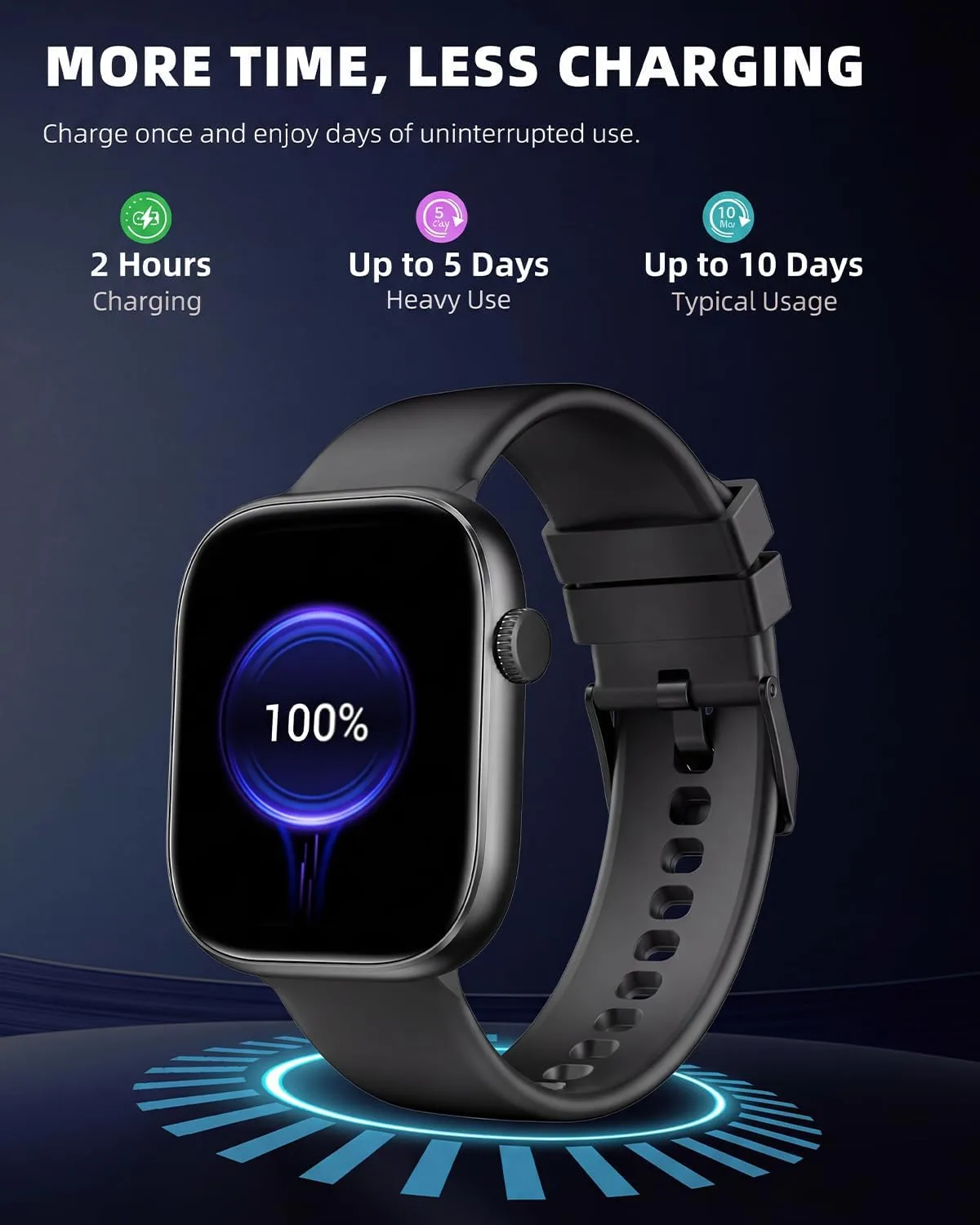 Smart Watch for Women Men, Fitness and Sleep Trackers with 1.83" HD Touchscreen, Bluetooth Calling Smartwatch for Android/iOS, IP67 Waterproof Multi-Sport Modes Pedometer, Jet Black