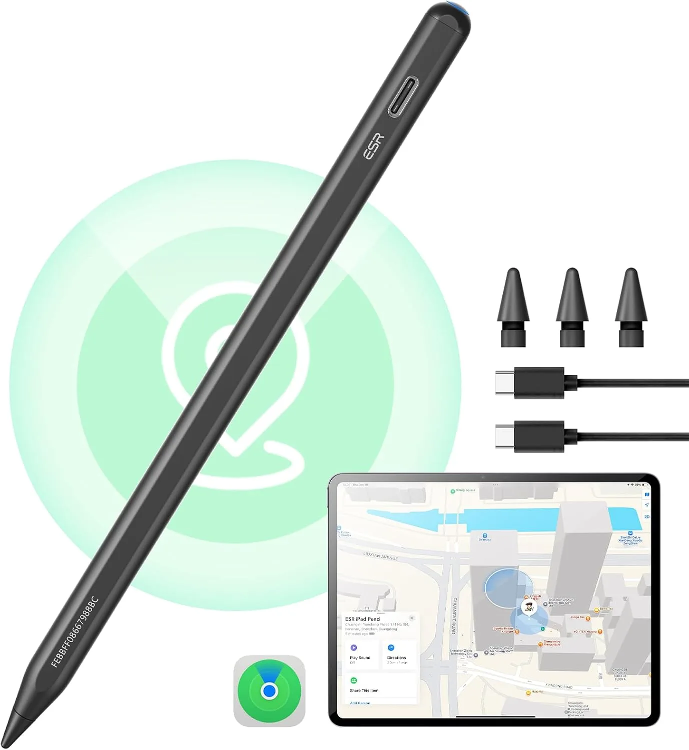 ESR Geo Digital iPad Pencil for iPad 2018-2026, FindMy, Easy Shortcuts