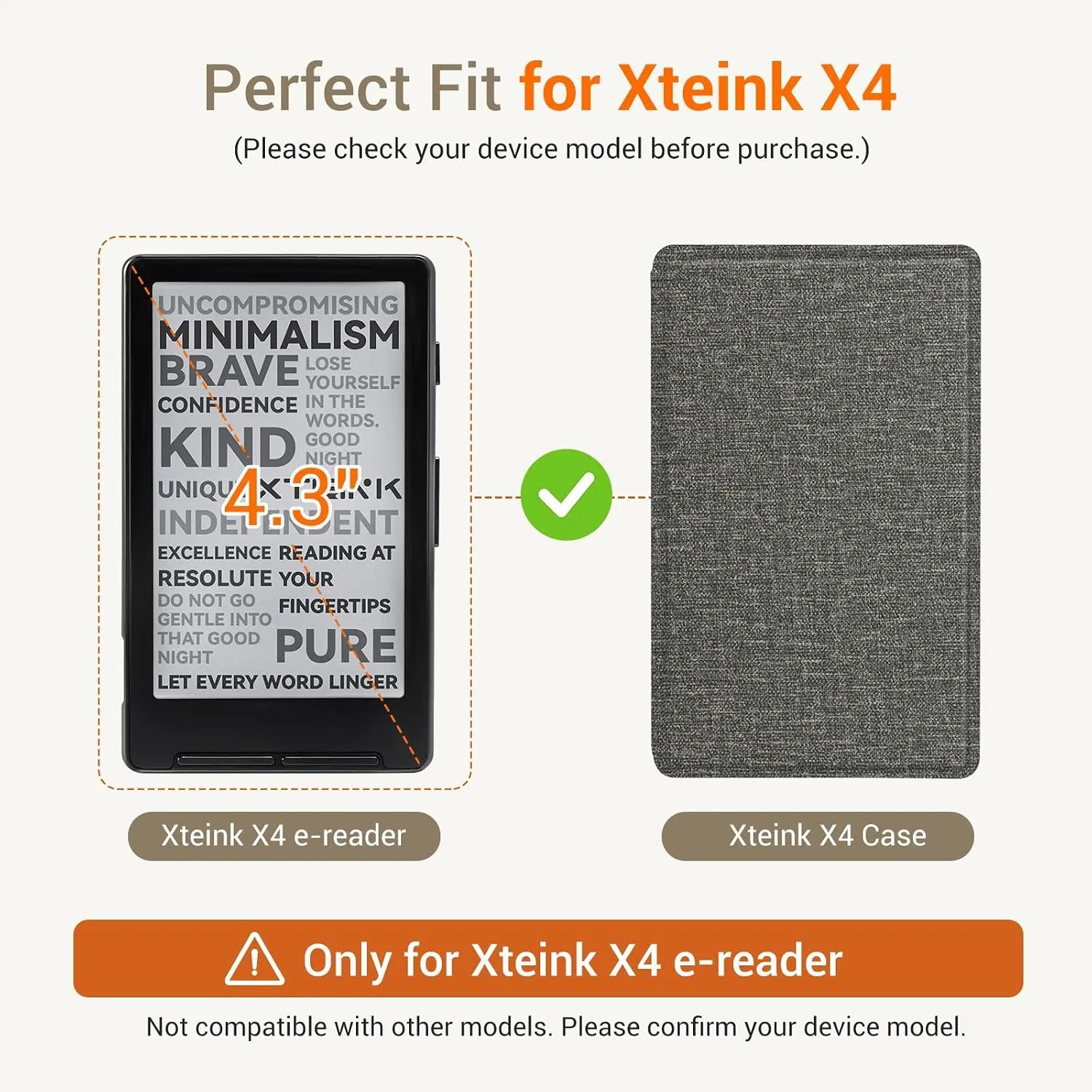 CoBak Magnetic Case for XTEINK X4, Ultra-Lightweight Protective Cover for Xteink X4 E-Reader, Secure Magnetic Attachment(Pattern Gray)