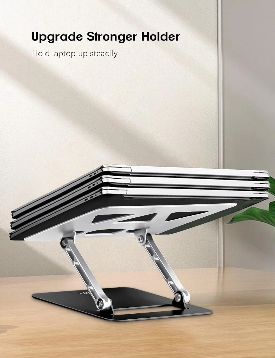Aoviho Adjustable Laptop Stand for Desk,Portable Laptop Stand Holder and Riser,Foldable Aluminum Notebook Computer Stands for MacBook Air Pro HP Lenovo Dell Samsung, 10-15.6 inch (Silver-Gray-Black)