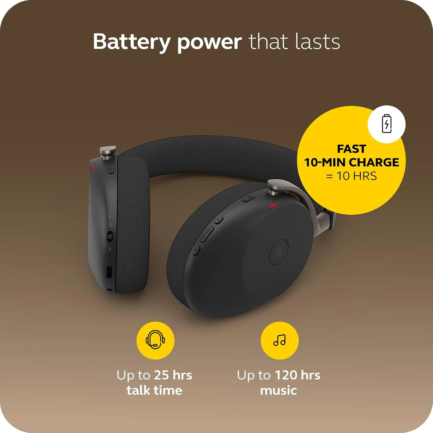 Jabra Evolve3 85 Over‑Ear Wireless Bluetooth Headphones with Mic, Black