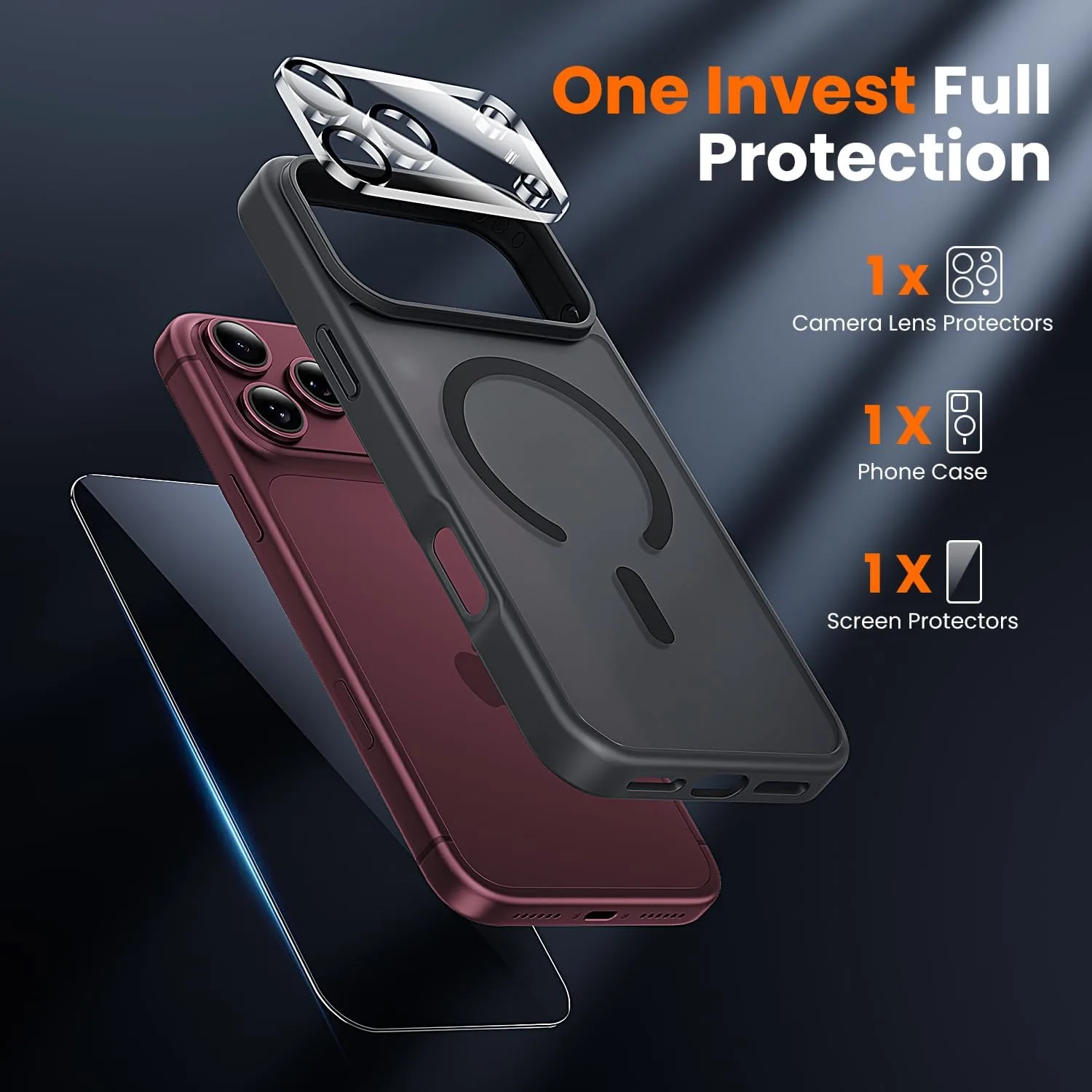 toushion 3 in 1 for iPhone 18 Pro Max Case Matte Black