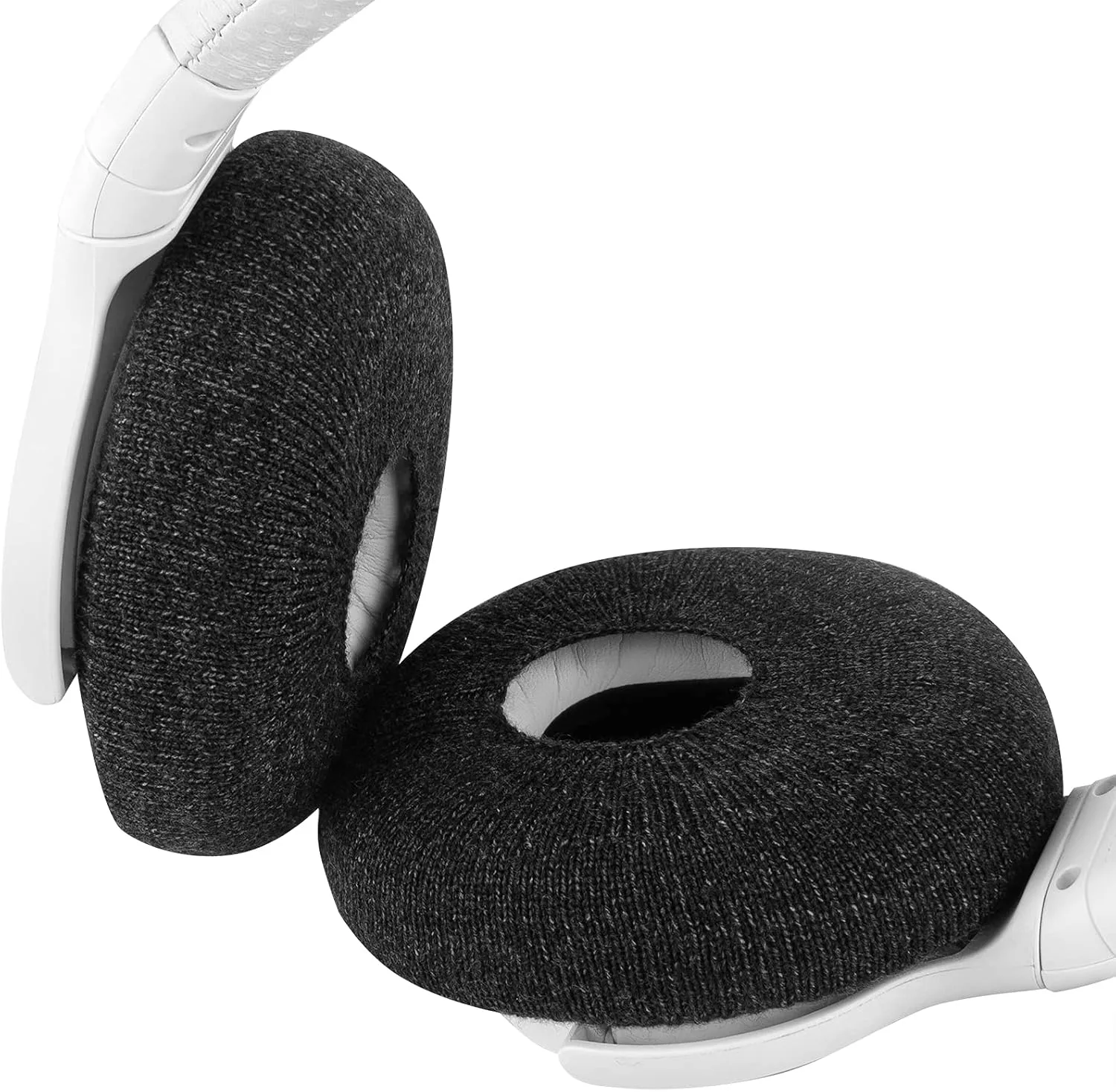 Geekria 2 Pairs Knitted Headphone Ear Covers - SGS Certified, Washable & Stretchable Earcup Protectors for On-Ear Headsets, Sweat Guards for Gym, Office & Work (S/Black Floral Gray)