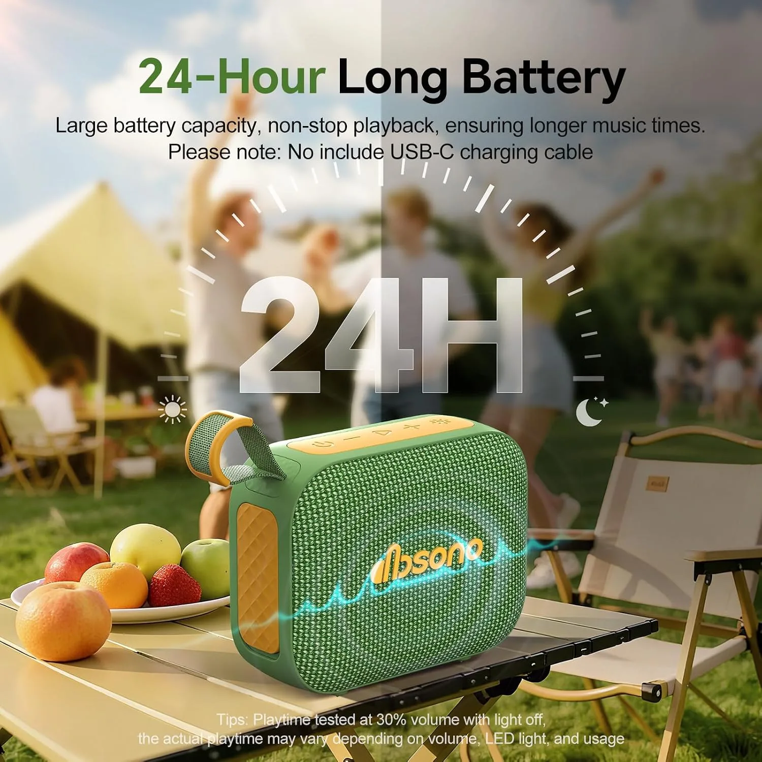 Portable Bluetooth Speaker Line-in Support: IPX5 Waterproof, Dark Green