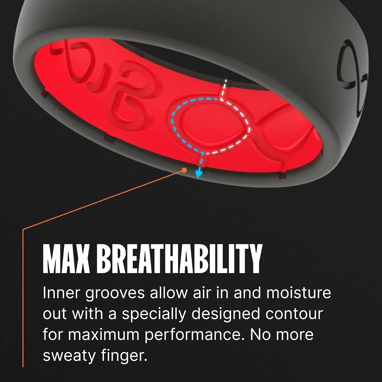 Groove Life Silicone Ring for Men, Breathable Rubber Wedding Band, Flexible