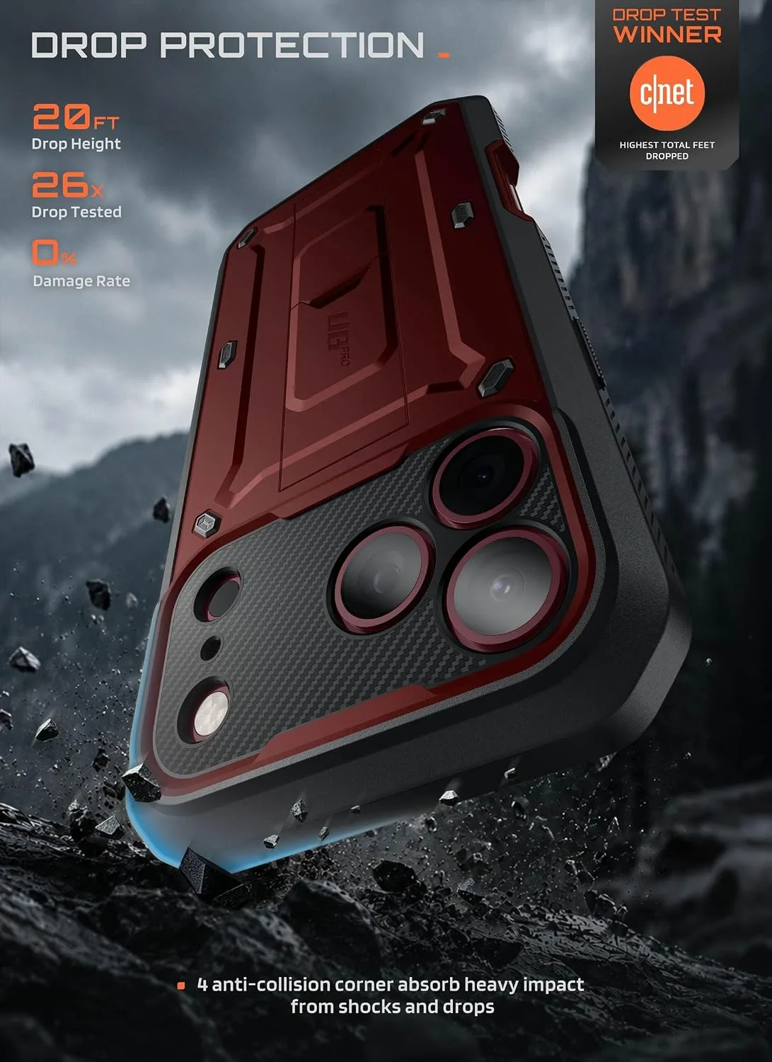 SUPCASE for iPhone 18 Pro Case / 17 Pro Case with Belt Clip, Burgundy