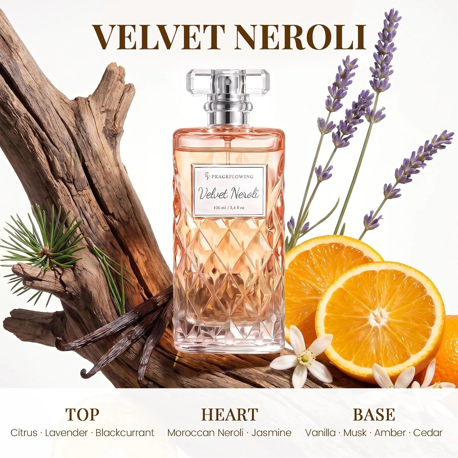 FF FRAGRFLOWING Perfume for Women, Long-Lasting Floral Fragrance, 3.4 fl oz