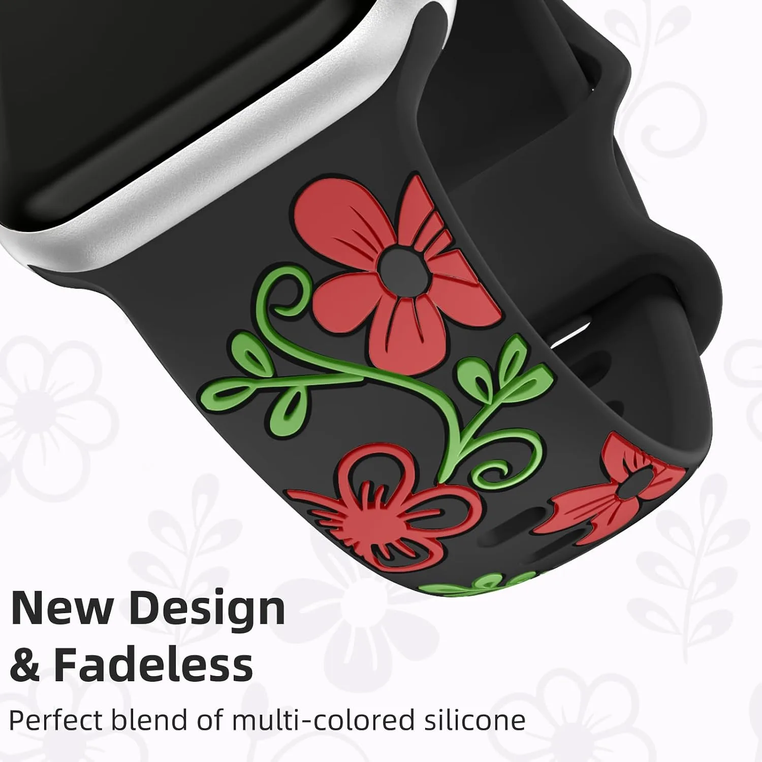 Witzon Floral Silicone Band Compatible with Apple Watch Bands For Women