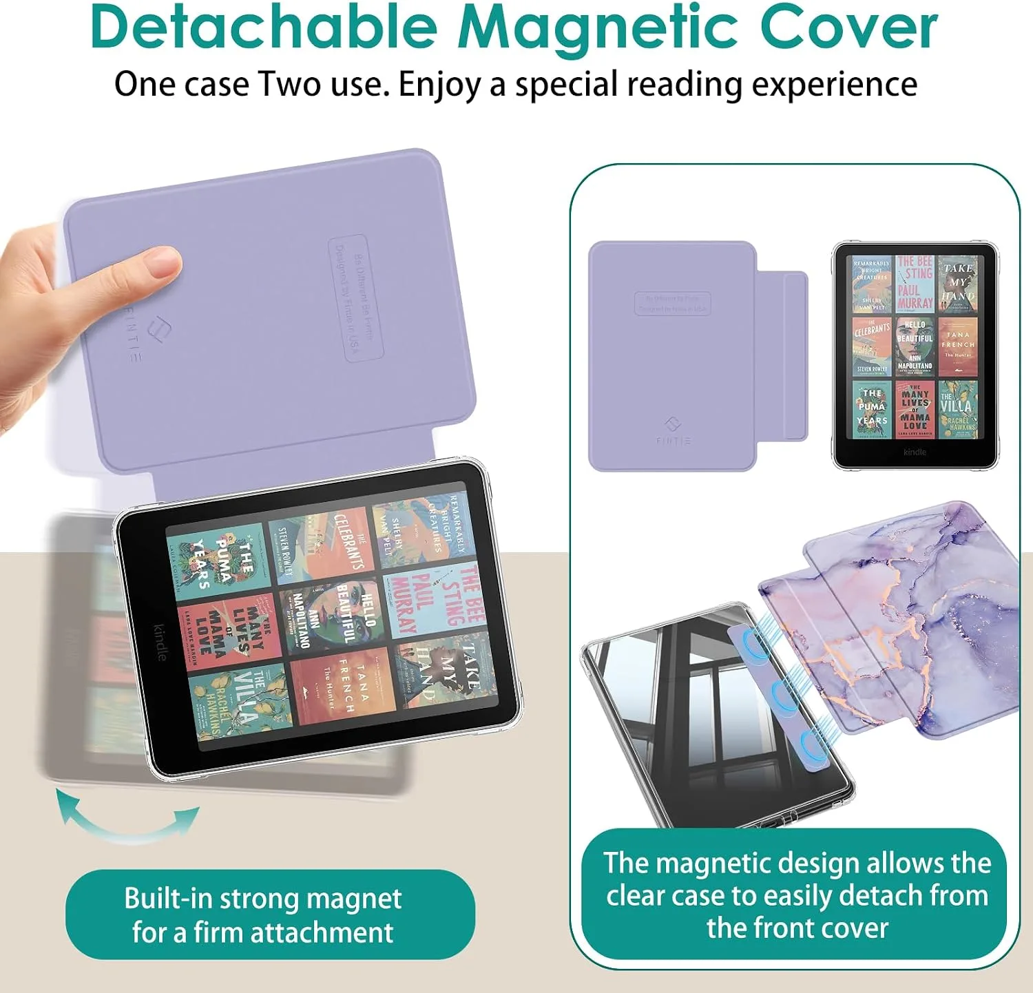 Fintie Detachable Case for Kindle Paperwhite 12th Gen 2024/Kindle Colorsoft