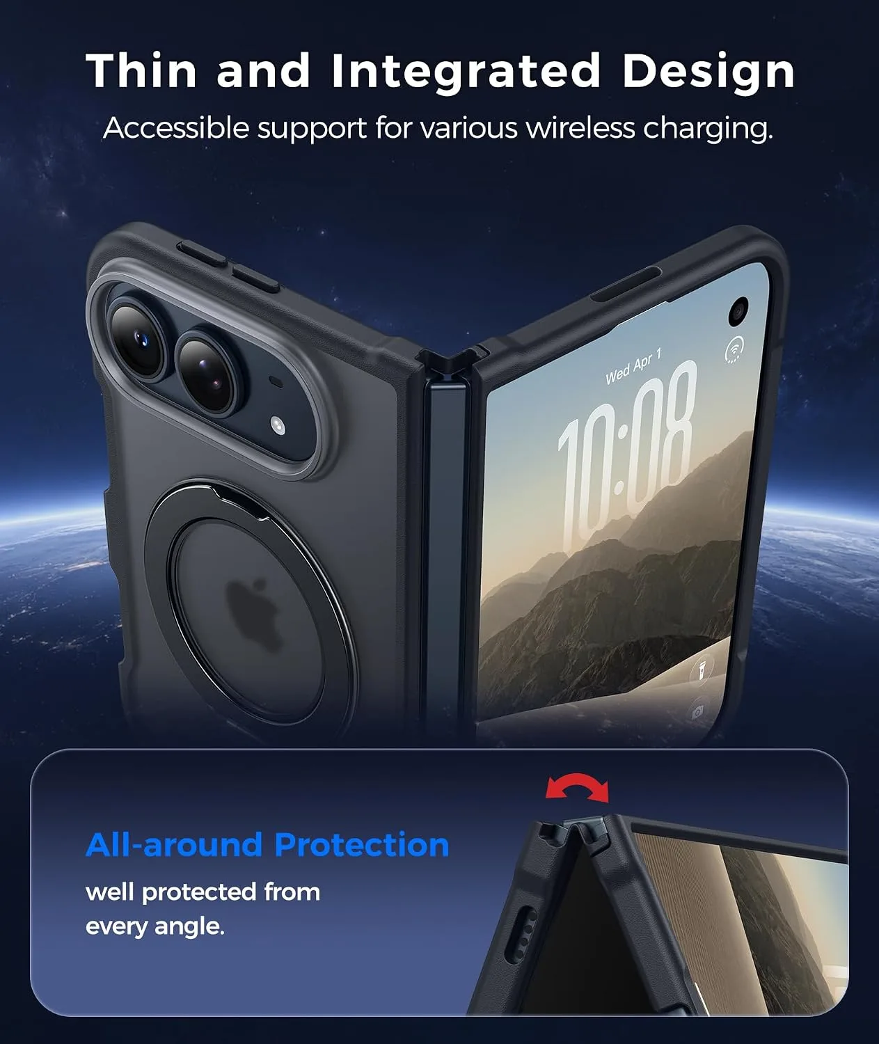 FNTCASE for iPhone Duo Case with 360 Spin Magnetic Stand Black