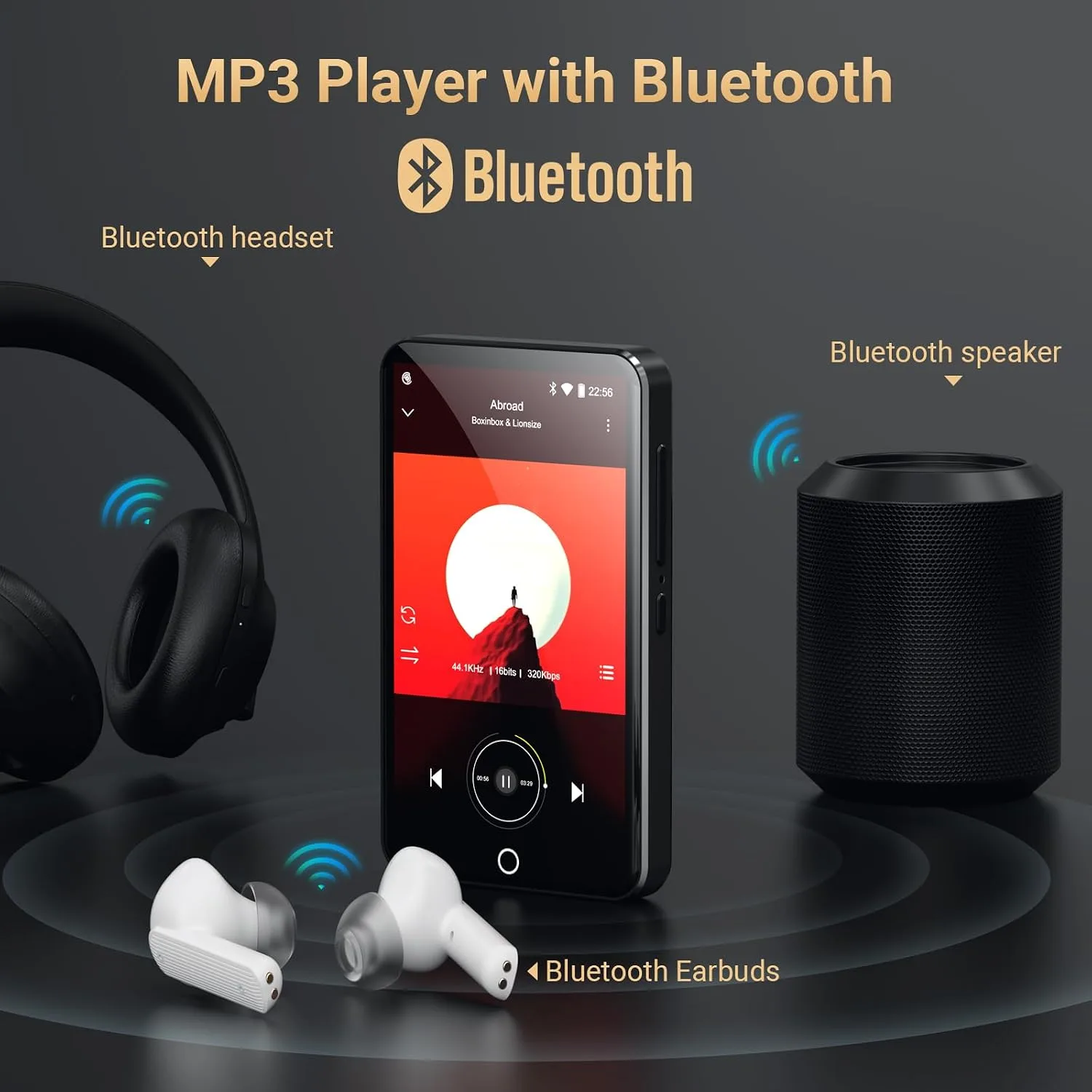 Oilsky 16GB MP3 Player with Bluetooth and WiFi, 4.0" IPS MP3 Player with Spotify