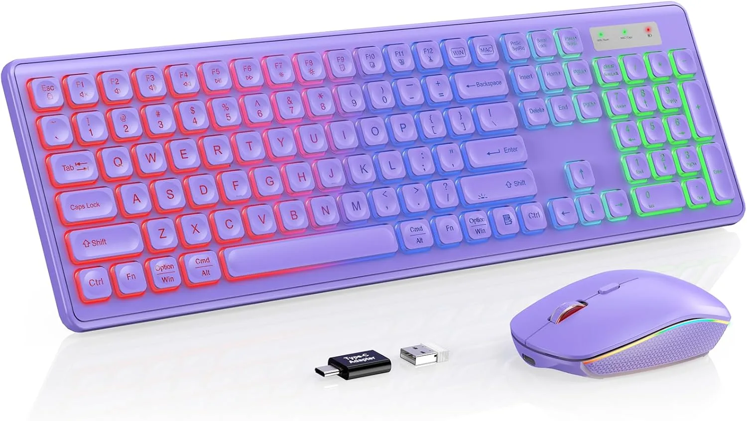 Wireless Keyboard and Mouse Combo with RGB Backlit, Rechargeable