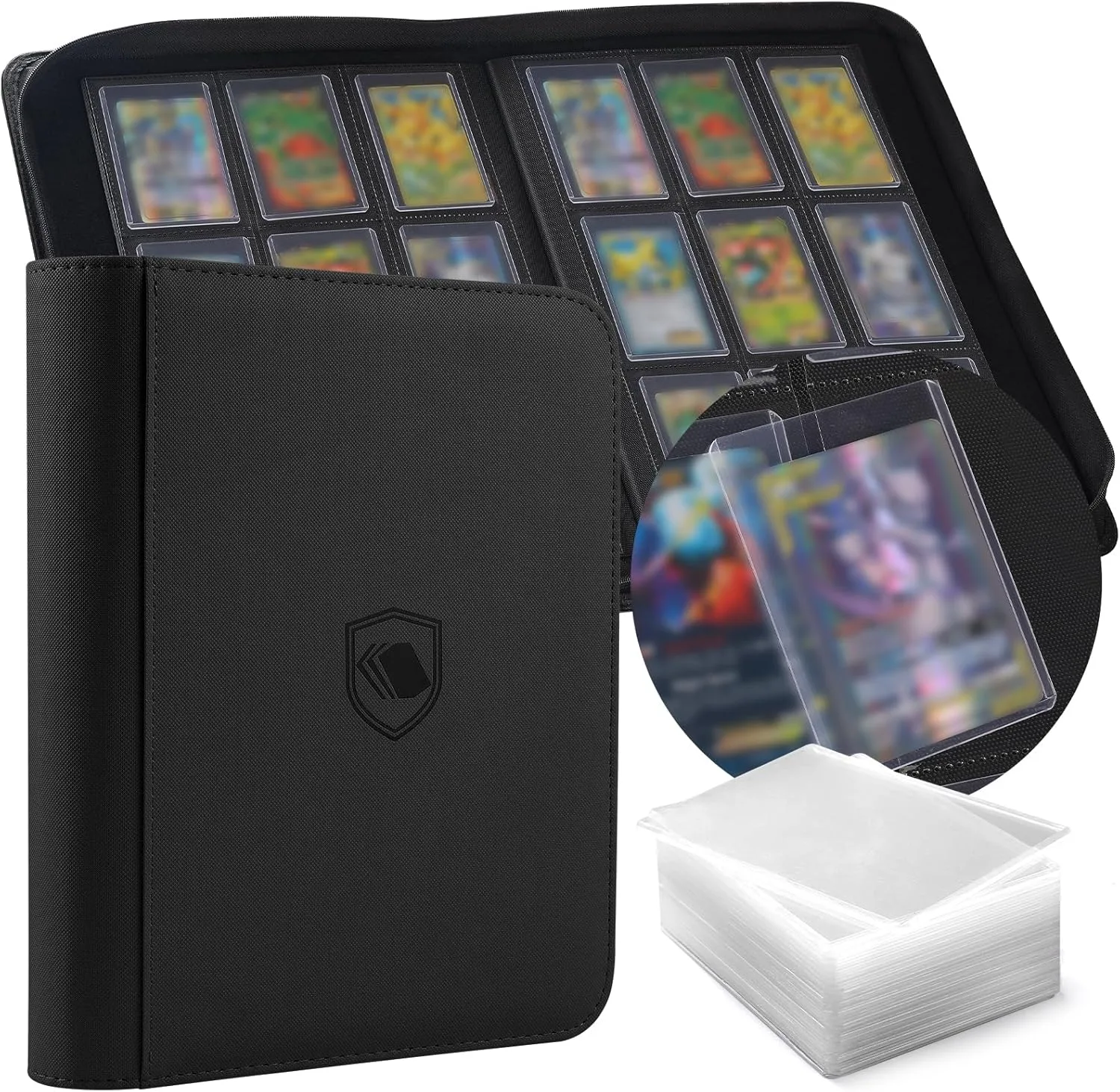 Top Loader Binder 9 Pocket, Holds 360 Toploaders, 100 Toploaders INCLUDED