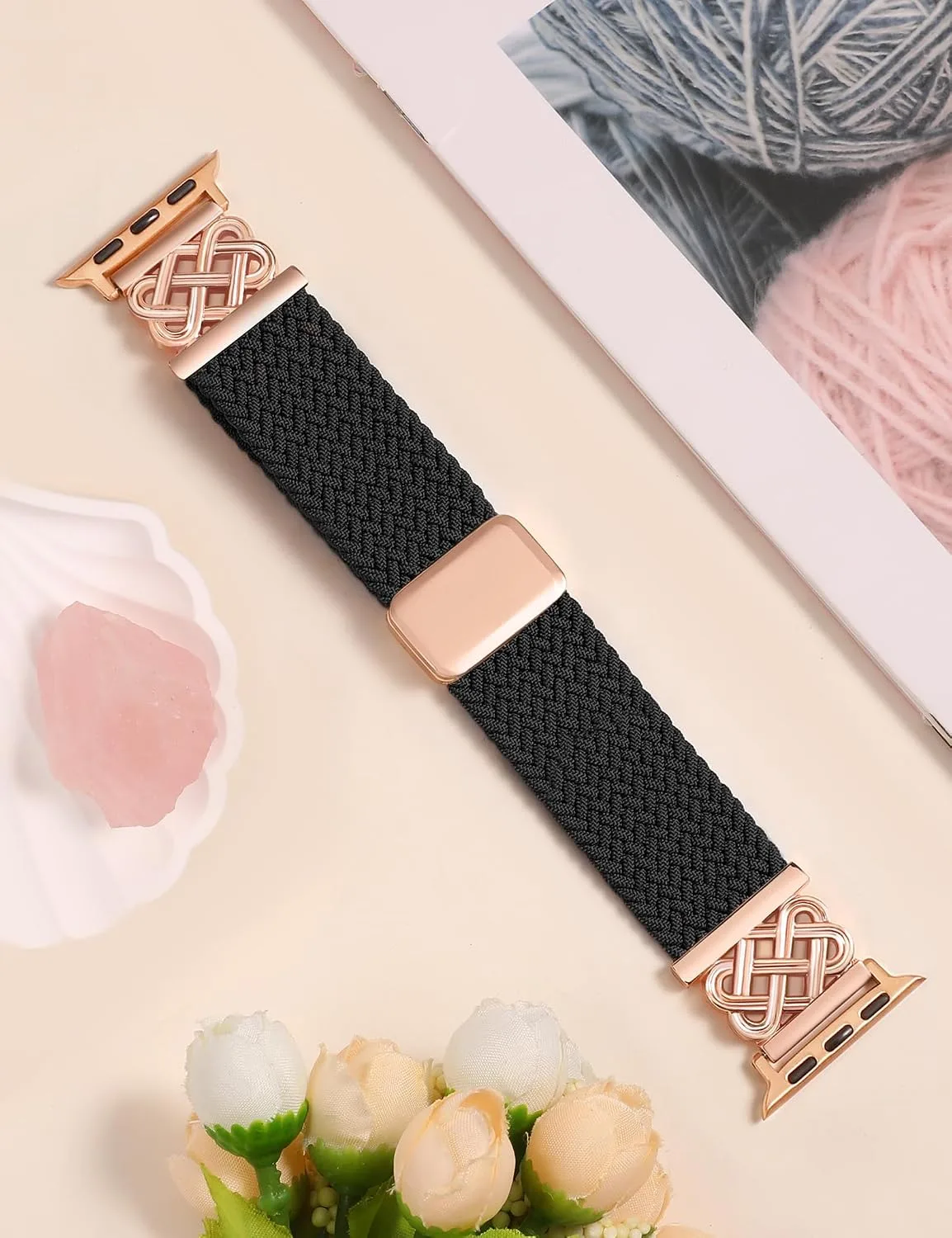 Braided Stretchy Band with Magnetic Clasp for Apple Watch Bands Women Men