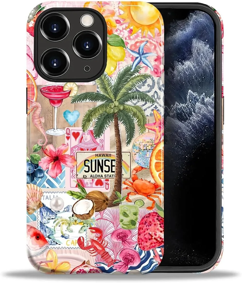 DAIZAG Case for iPhone 11 Pro Max,Mixed 2 Layer Design Shockproof Soft TPU Ddouble Protection Phone Case for iPhone 11 Pro Max-Aesthetic Summer Beach