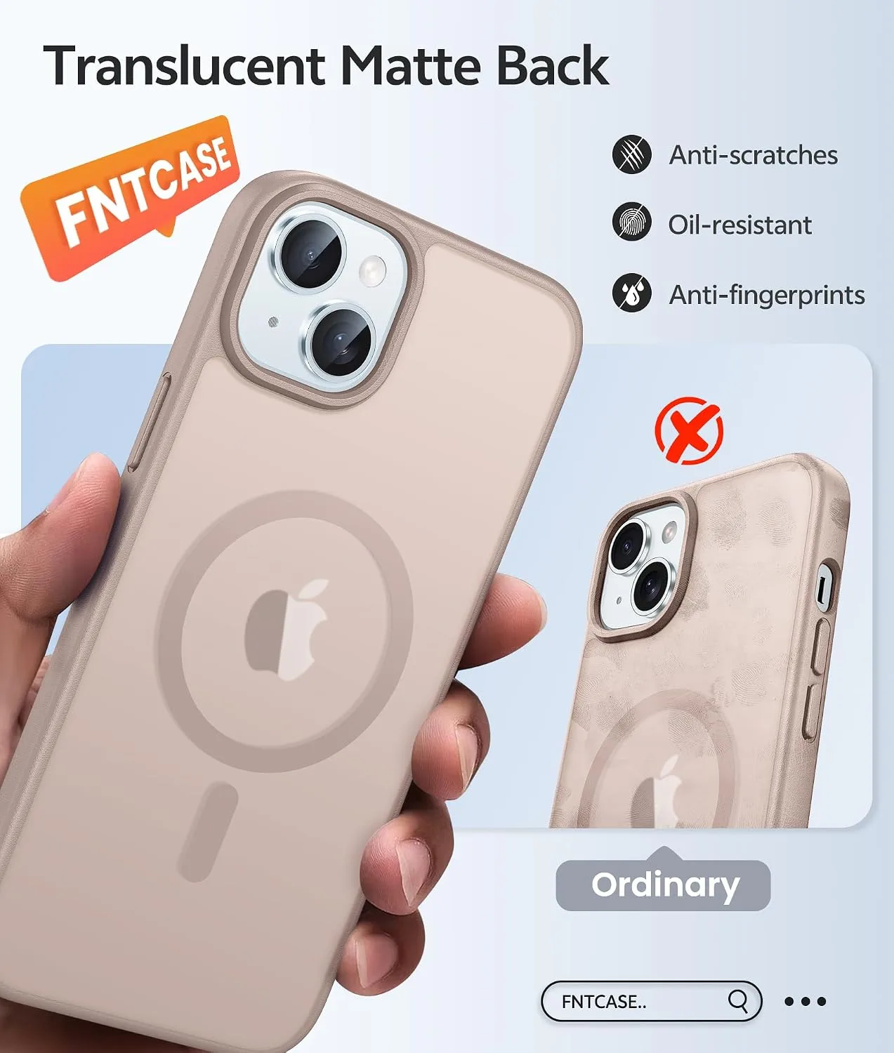 FNTCASE for iPhone 15/14/13 Case, Fit for Magsafe, Desert Gold