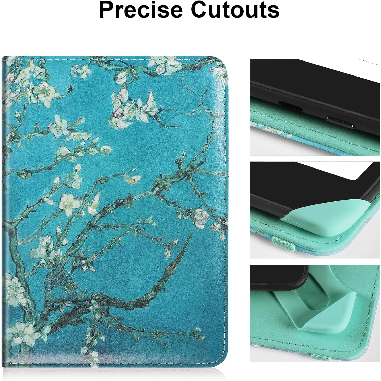 HoYiXi Universal Case for 6 inch Kindle eReader Compatible with Paperwhite(2015/2018)/Pocketbook and Tolino/Kobo Clara HD,6" eReader Protective Case Cover Elastic Rope,Flowers 1