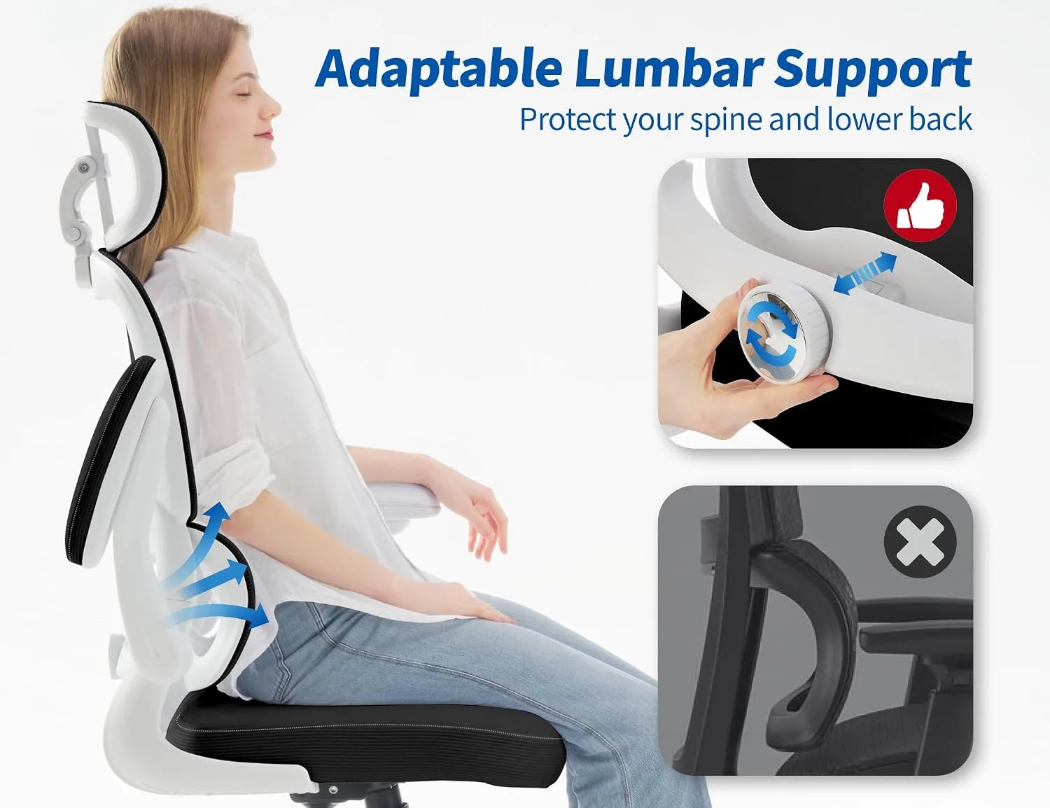 TRALT Office Chair Ergonomic Desk Chair with Lumbar Support Black PU, 1