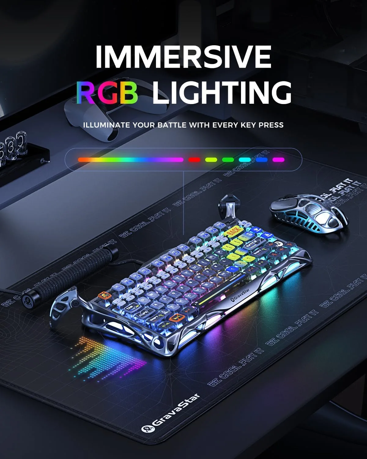 GravaStar Mercury K1 Pro 75% Wireless Mechanical Gaming Keyboard, Hot-Swap