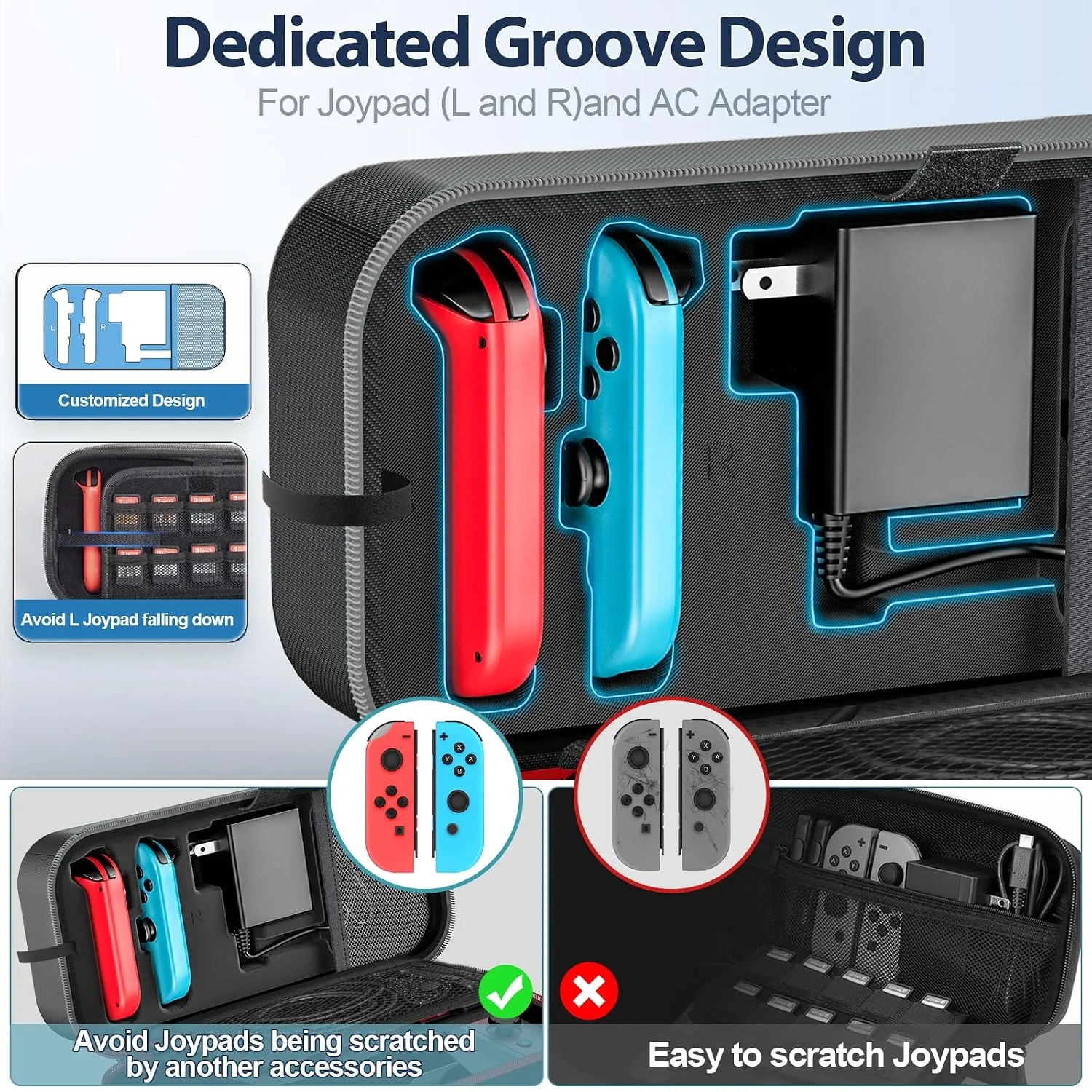 OIVO Switch 1 Carrying Case Compatible with Nintendo & OLED, Portable Switch Travel Carry Case Fit for Joy-Con and Adapter, Hard Shell Protective OLED Pouch Bag with 20 Games, Grey