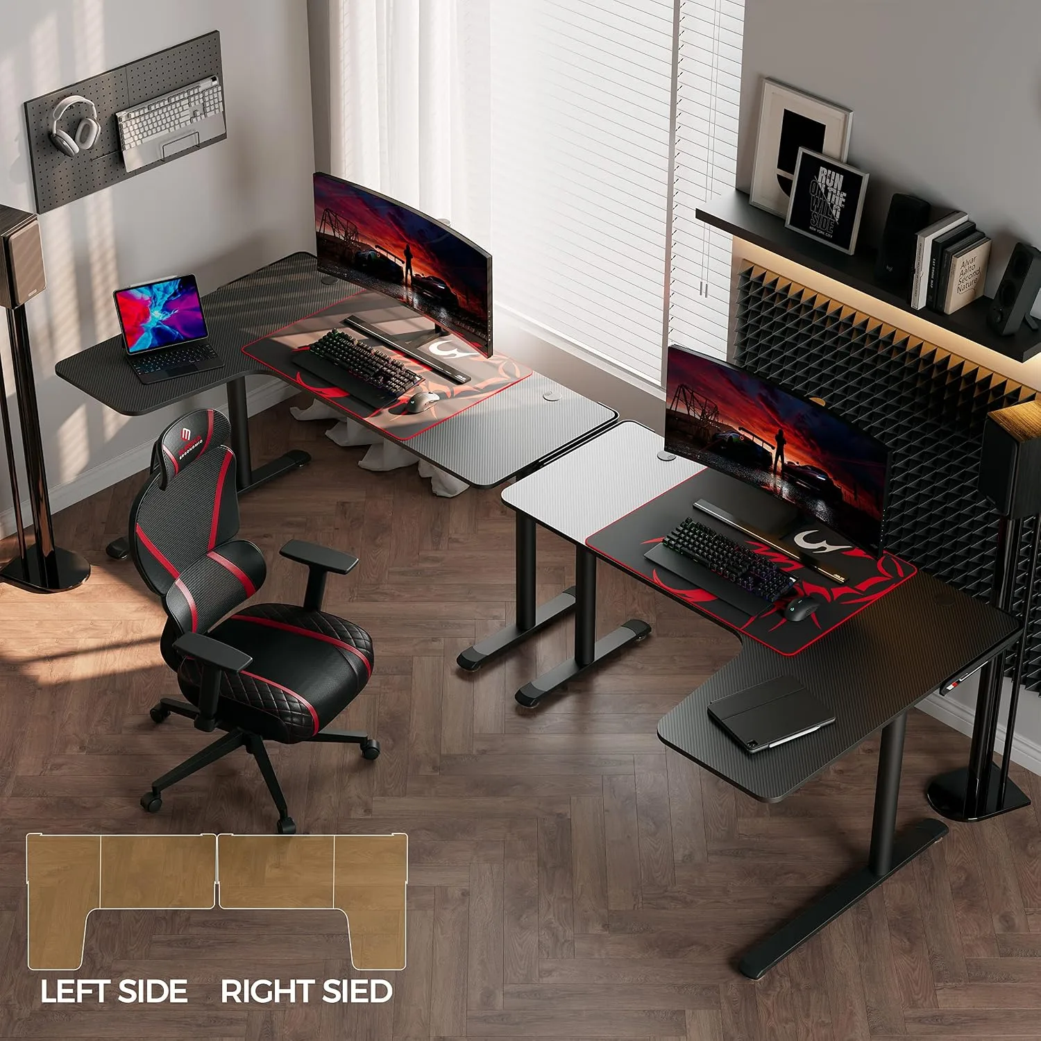 EUREKA ERGONOMIC Gaming Desk, 60 Inch L-Shaped Computer Desk, Right, Black