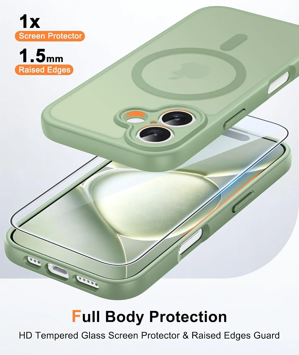 FNTCASE for iPhone 16 Case Fit for MagSafe Light Green