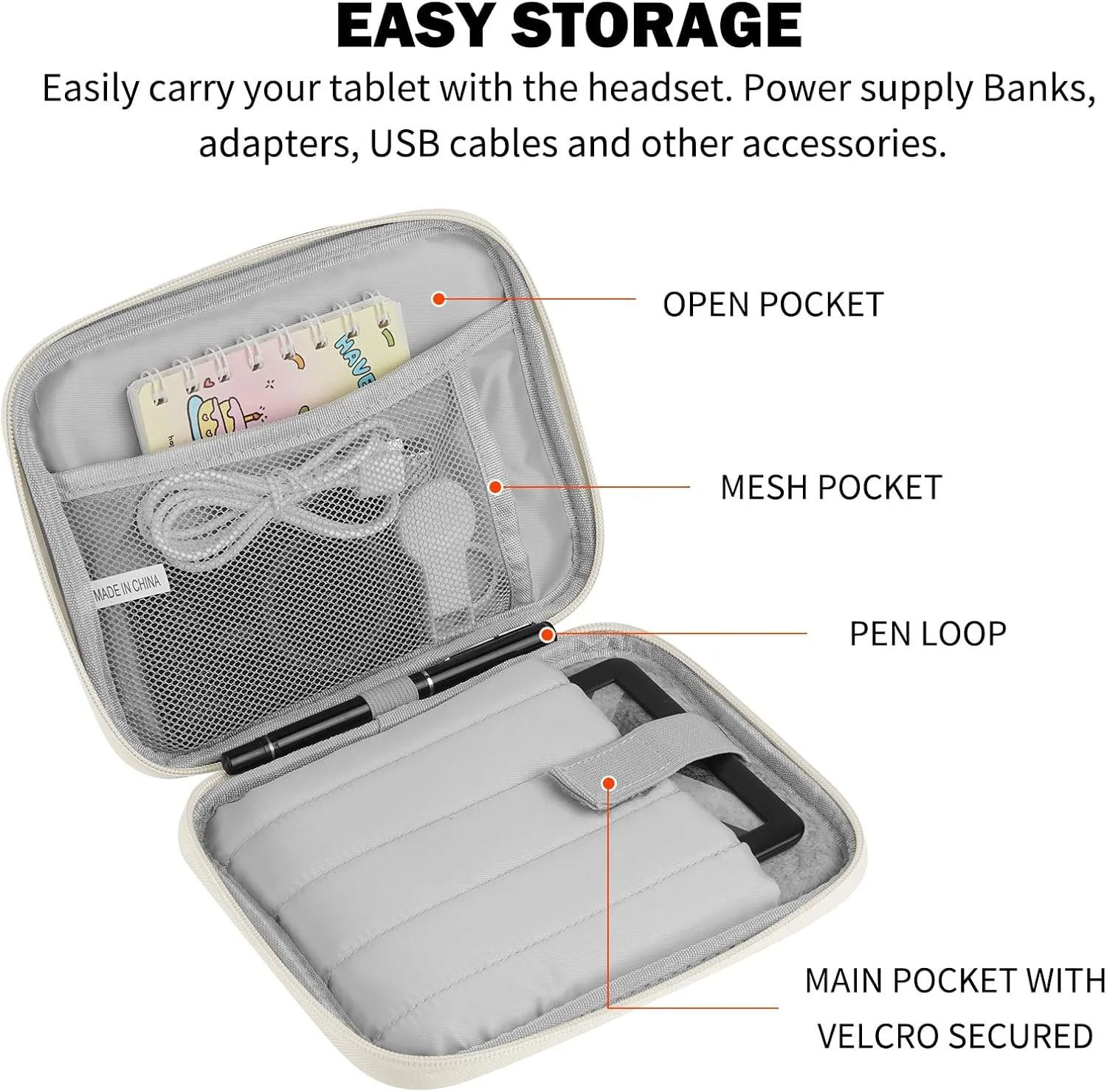 HoYiXi Universal Sleeve Bag for 6",6.8",7" Kindle Paperwhite/Colorsoft 2024-2012 Compatible with 6"-6.8" All-New Kindle/Kobo/Tolino/Sony,6" EReader with Anti-Drop Protective Cover,White