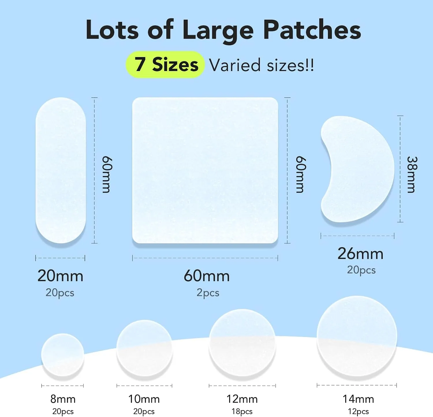 LitBear Large Pimple Patches for Face & Body, 7 Sizes 112 Counts