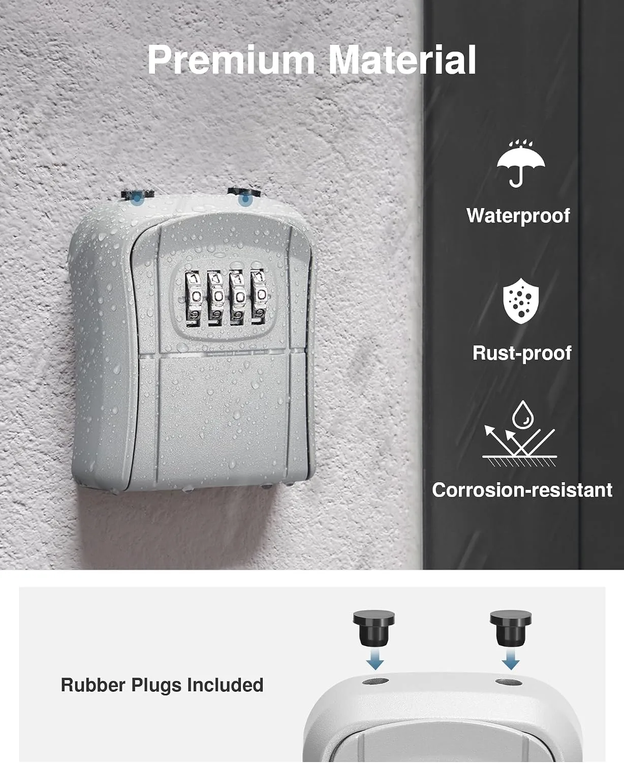 Puroma Key Lock Box Outdoor 4 Digit Code Combination Lockbox House 1 Silver
