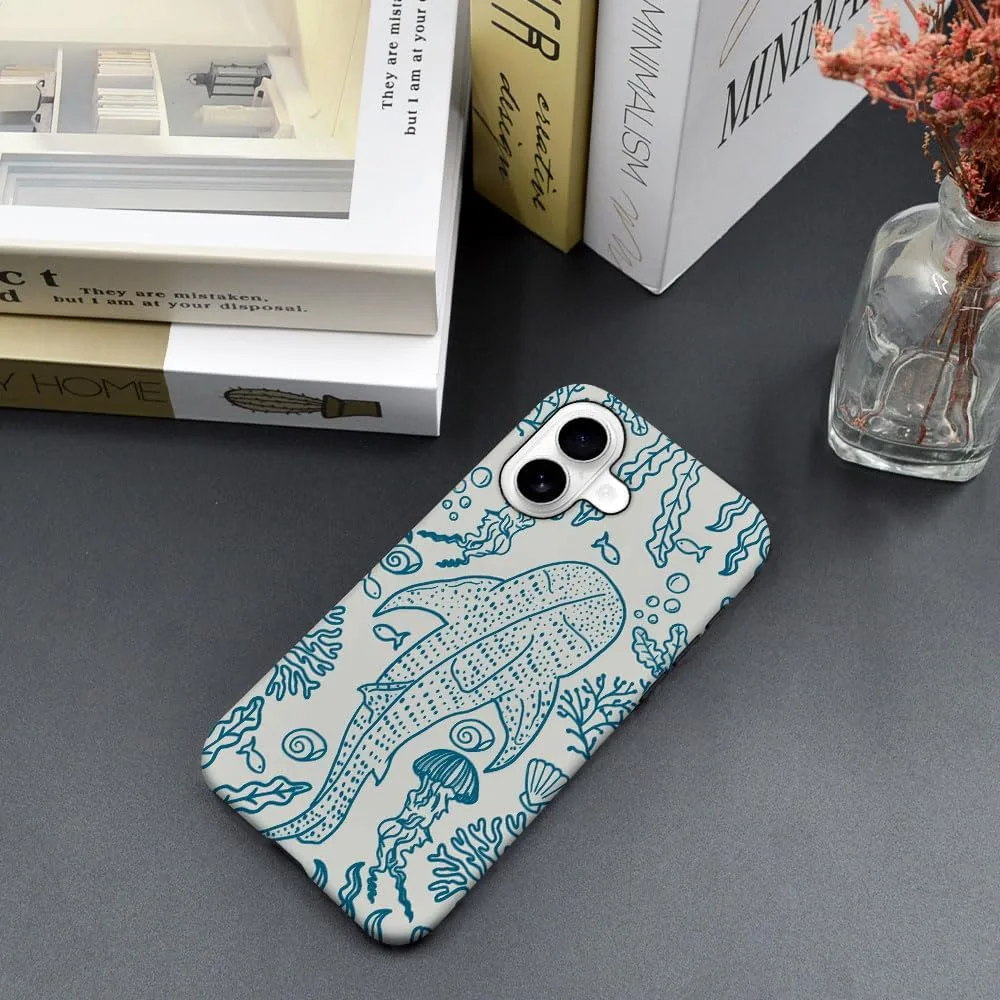 Case Compatible with iPhone 17,Fall Prevention Hybrid 2-Layer Hard Shell Phone Cover for Girls Boys,Oceans Whales Sharks