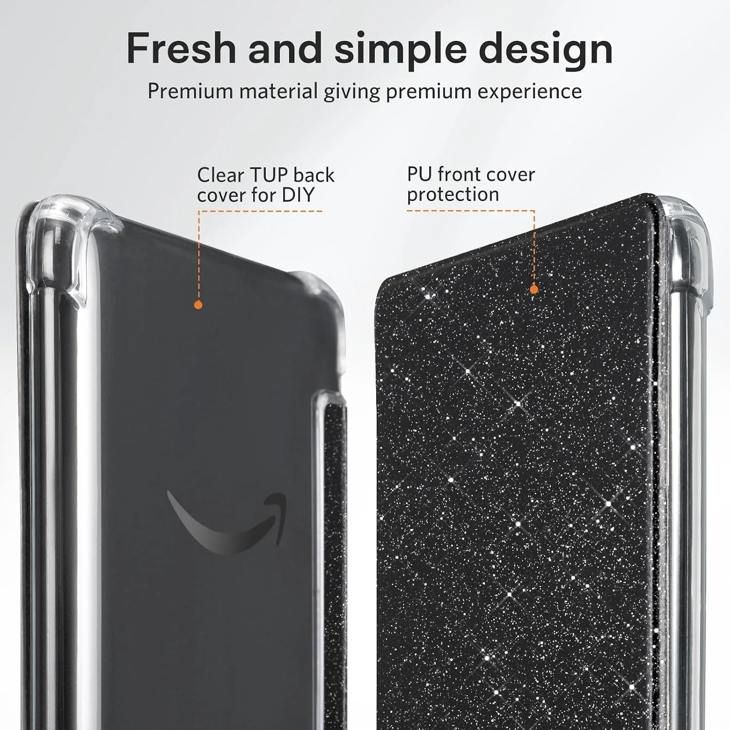 CoBak Case for 6" Kindle 11th Gen (2024 and 2022 Release) - Ultra Slim Transparent Clear TPU Back Shell Protective Cover with Auto Wake/Sleep for Kindle 11th Generation 2024 Release, Glitter Black
