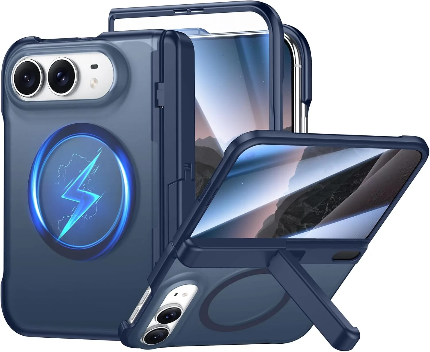 SPIDERCASE Magnetic for iPhone Duo Case, with Stand, Blue