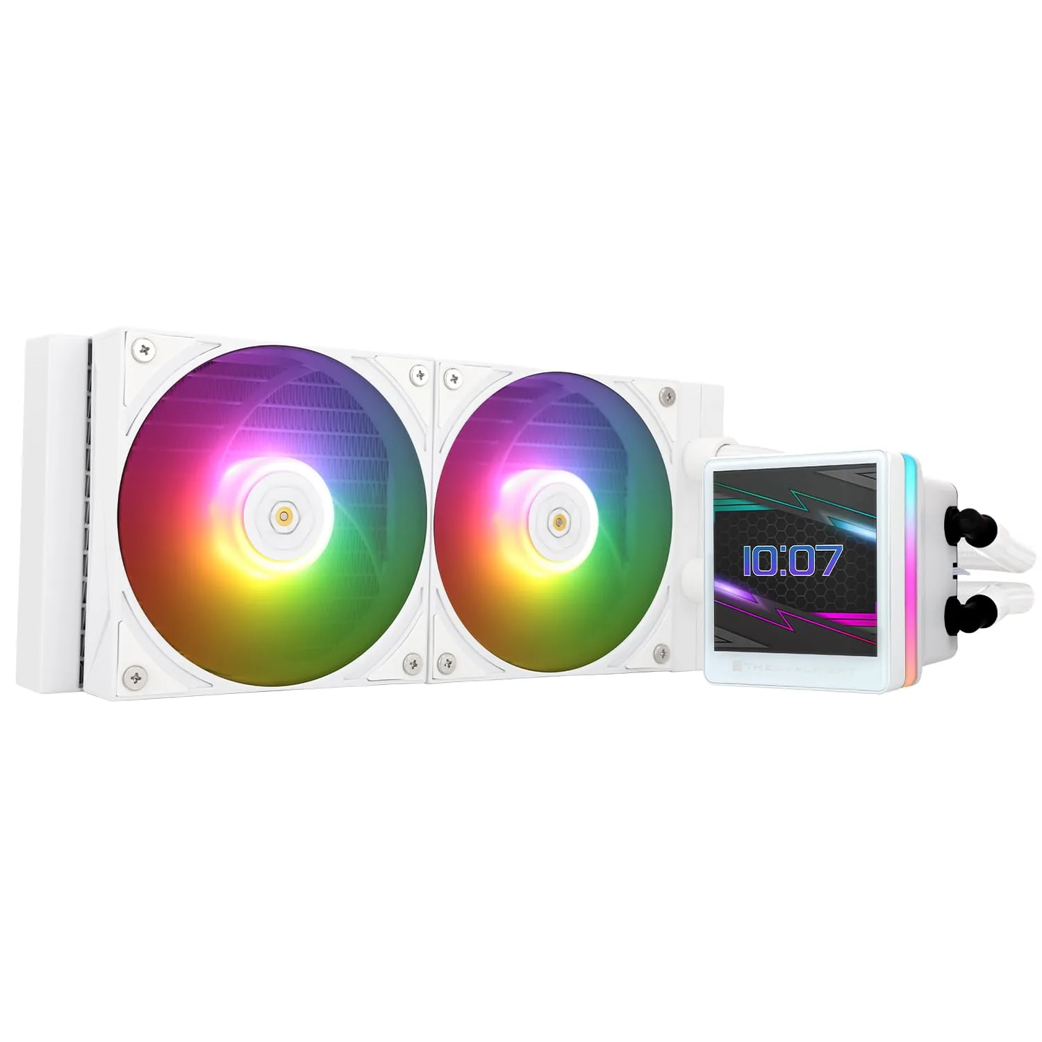 Thermalrlght Grand Vision 240 ARGB White CPU Water Cooler,Double PWM Fans Water Cooling System,IPS LCD Screen with 480x480 Resolution,for AM4/AM5; LGA1700/1851,CPU Liquid Cooler,3.4-inch Display