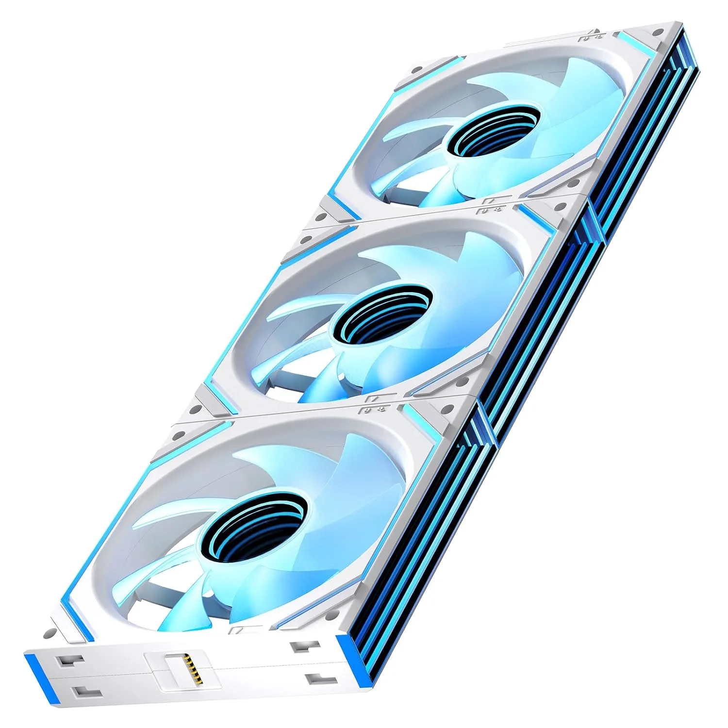 Interstellar V2 120mm Case Fan Infinity Mirror Module Daisy-Chain ARGB Fan Triple Pack with Controller Suitable for Computer Case & 360mm AIO Cooler(White-3pack)
