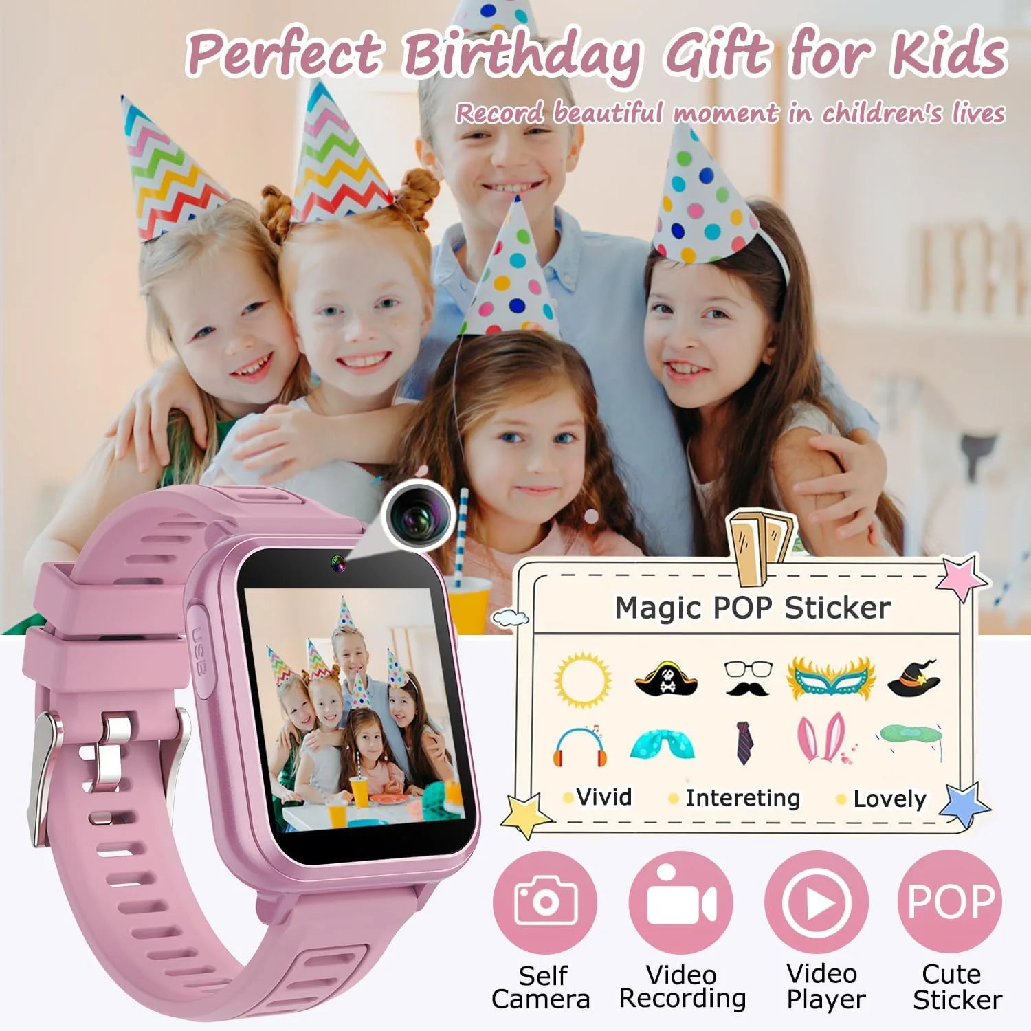 Smart Watch for Kids with 39 Games HD Touch Touchscreen Alarm Clock Camera
