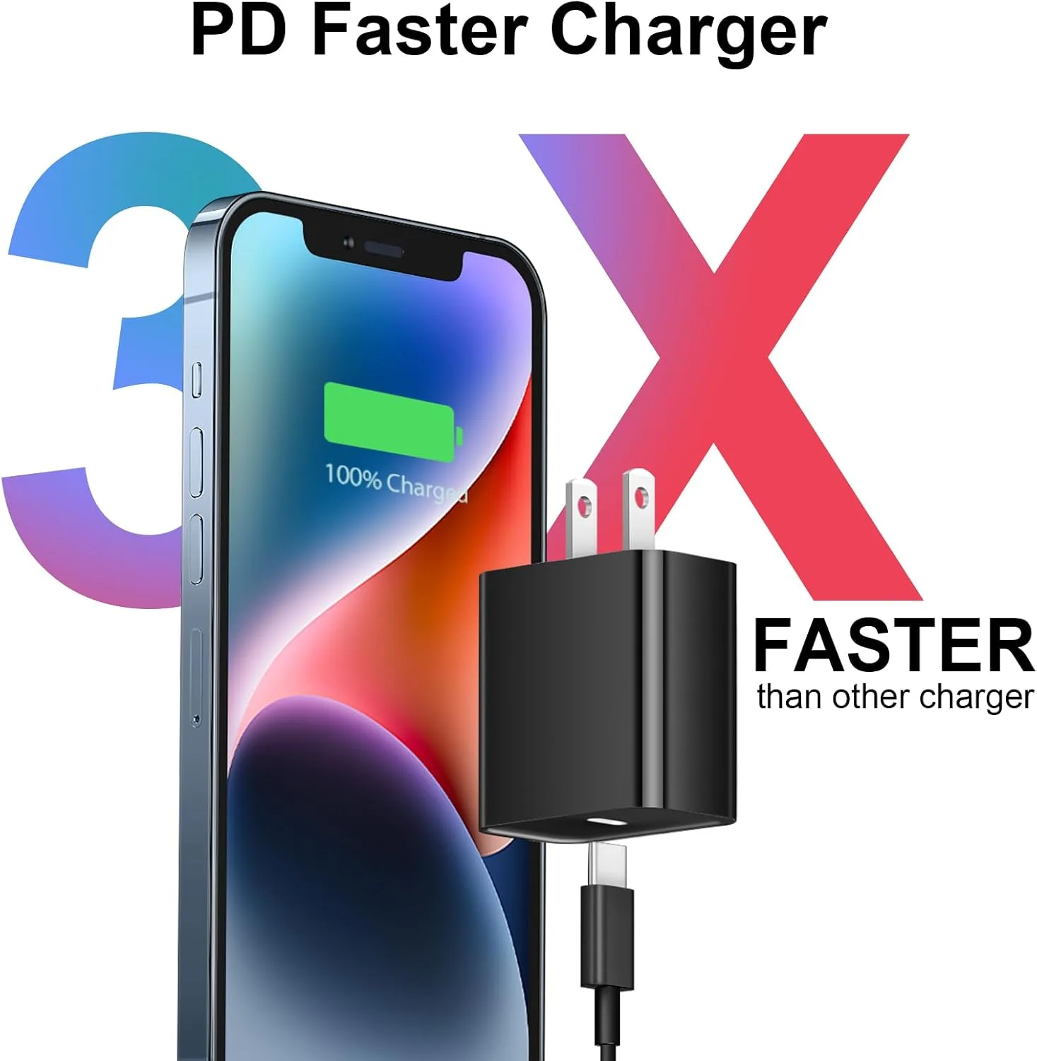 iPhone Duo Charger,iPhone 18 17 16 15 Charger Fast Charging 3+3Pack -Black
