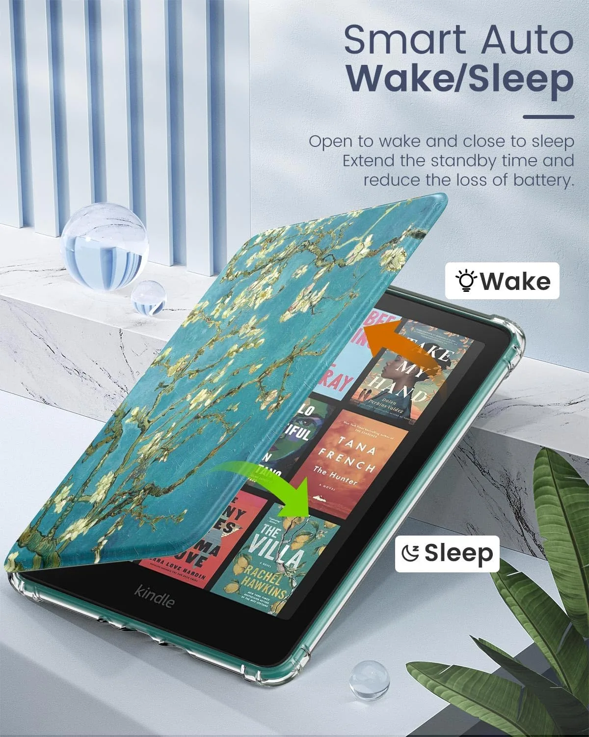 MoKo Case for Kindle Paperwhite 12th Gen & Colorsoft 2024, Apricot Blossom