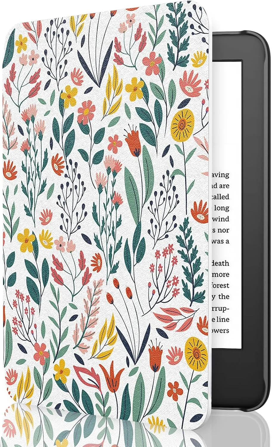 MoKo Case Fits 6" Kindle Basic 11th Generation 2024/2022, Flowers
