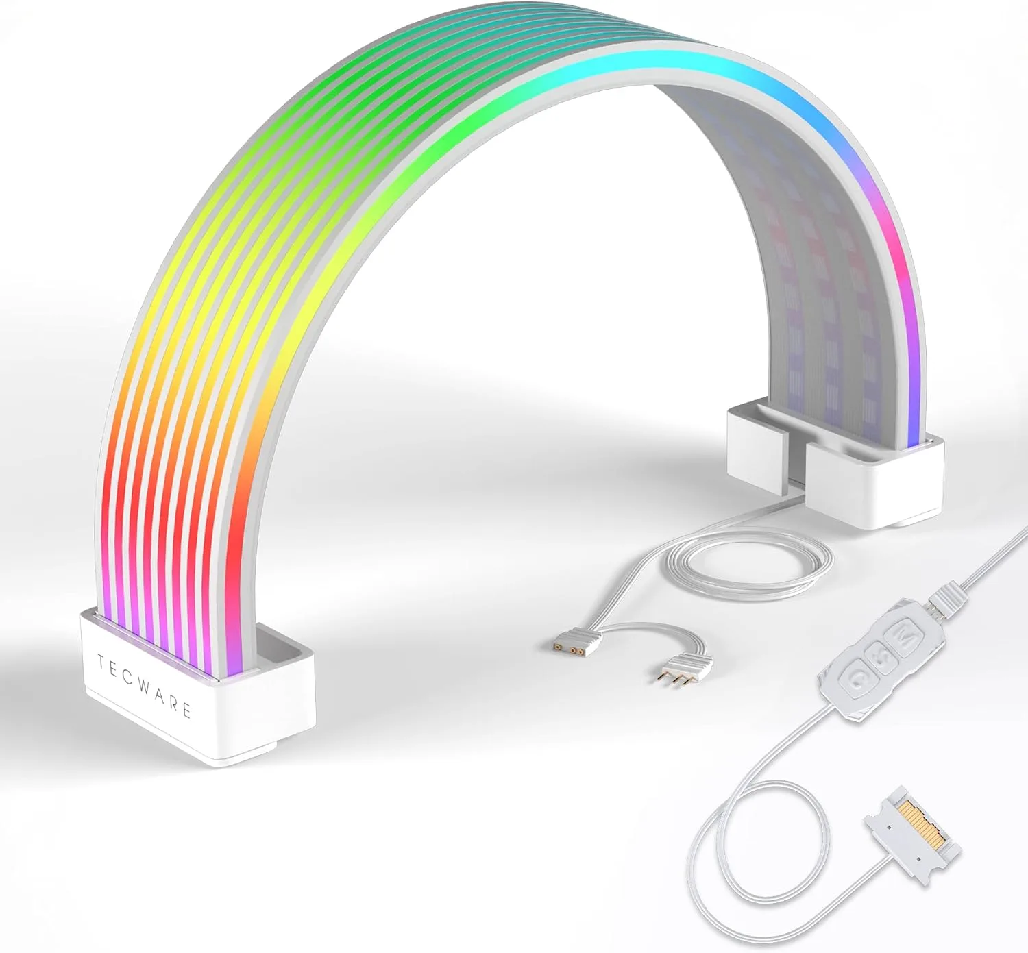 Kit de iluminación RGB para cables TECWARE Flex compatible con 2x8-Pin y SATA Dongle blanco