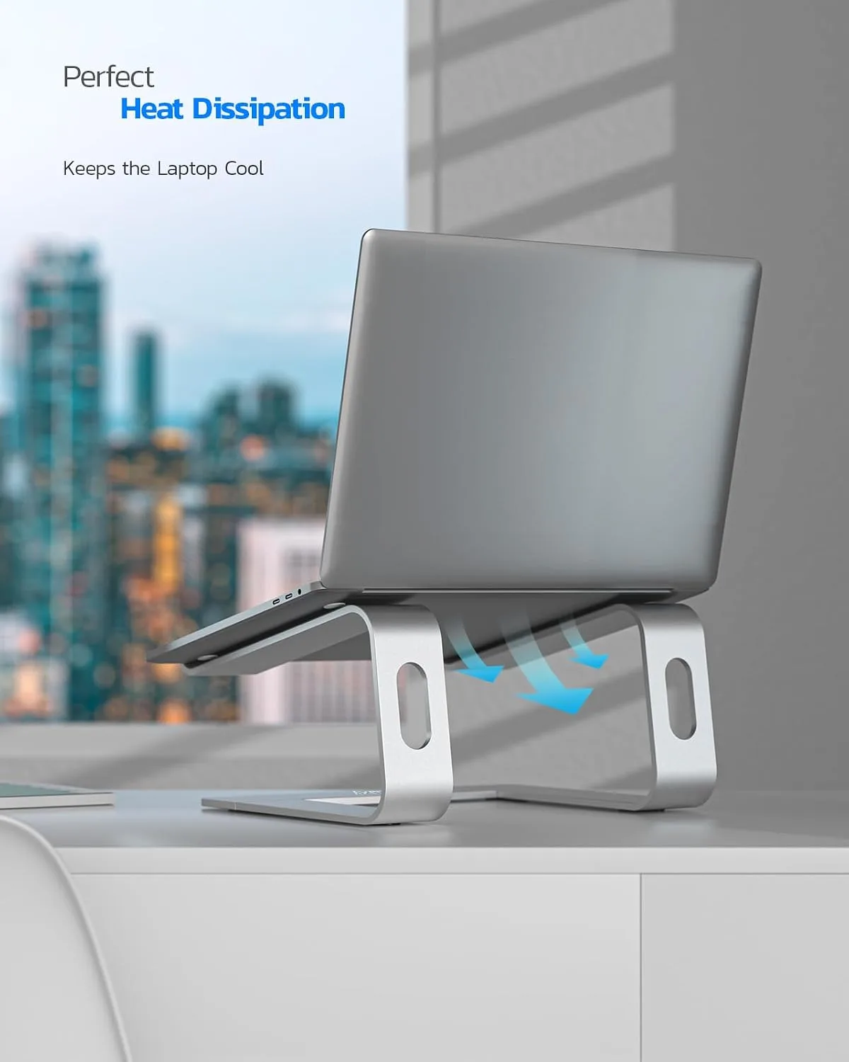 Nulaxy Full Aluminum Laptop Stand, Stable Support to 22 lbs, Silver