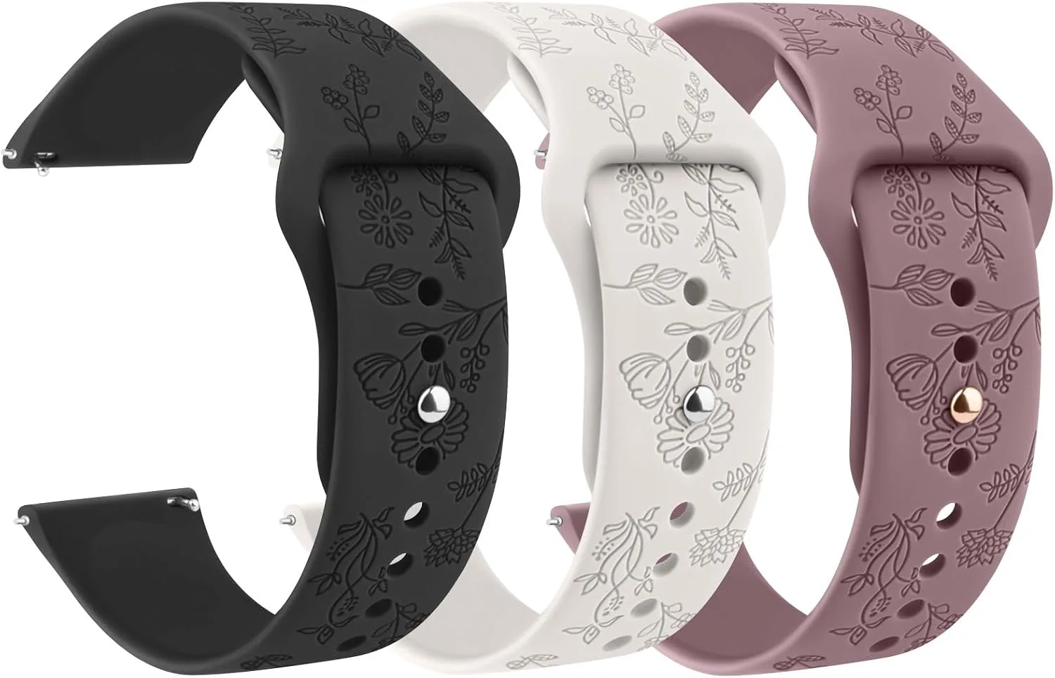 Meliya Veryfit Smart Watch Bands, 22mm Watchbands for IDW13 IDW16 IDW19 IDW26 IDW28 Smartwatch, Floral Engraved Soft Silicone Rubber Sport Replacement Watch Strap for Veryfit