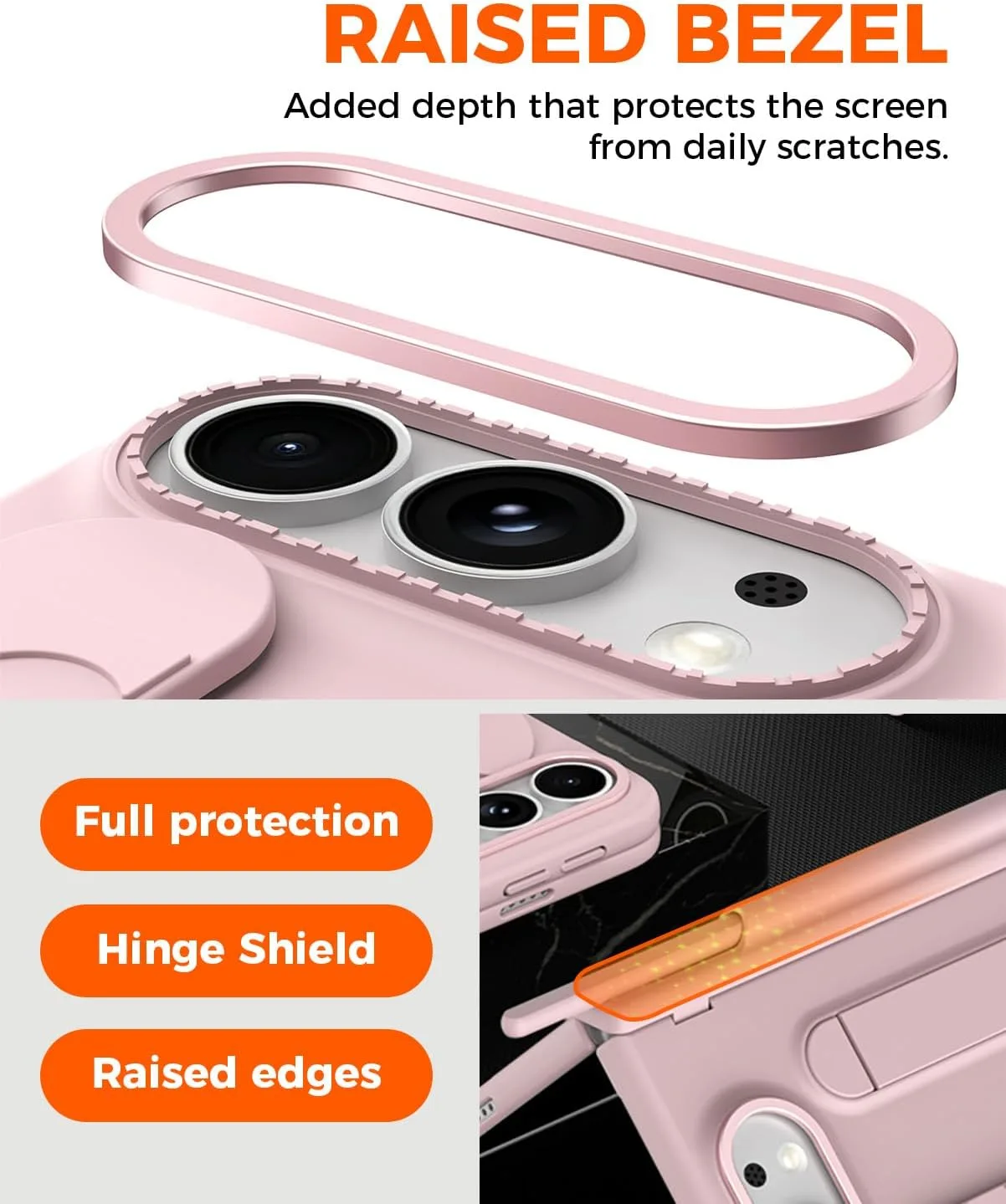 NINKI Wristband for iPhone Duo Phone Case with S Pen Holder & Stylus, Kickstand with Finger Loop, Hard Hinge Protector + Screen Protective Grip Cover for iPhone Duo 2026 Case Cute Womens Girly Pink