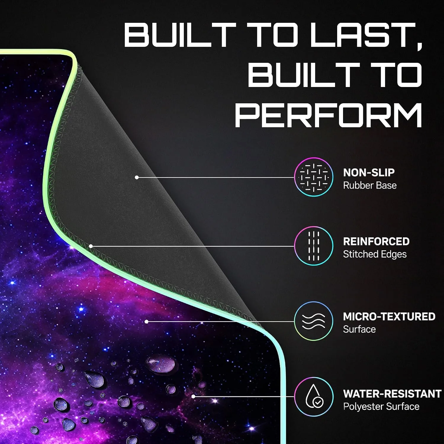 Gerlos RGB Gaming Mouse Pad, Large LED Mouse Pad for Gamer, 31.5" x 11.8"