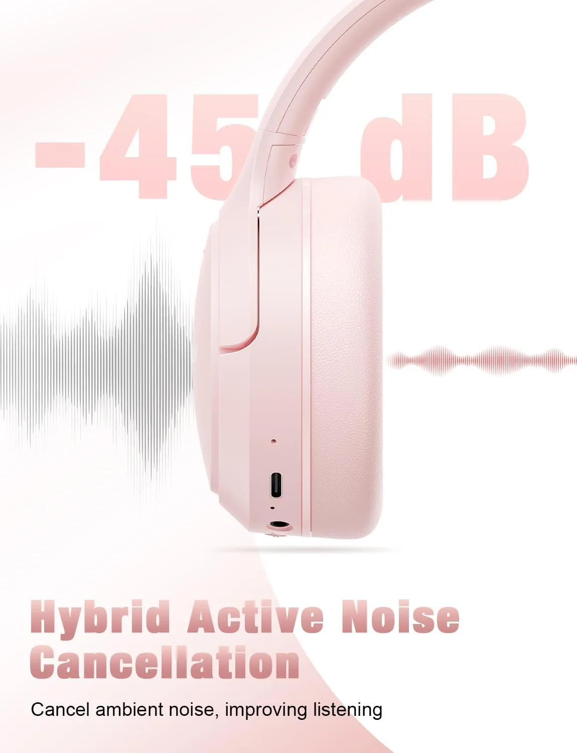 RUNOLIM Active Noise Cancelling Headphones, Wireless Bluetooth Over Ear