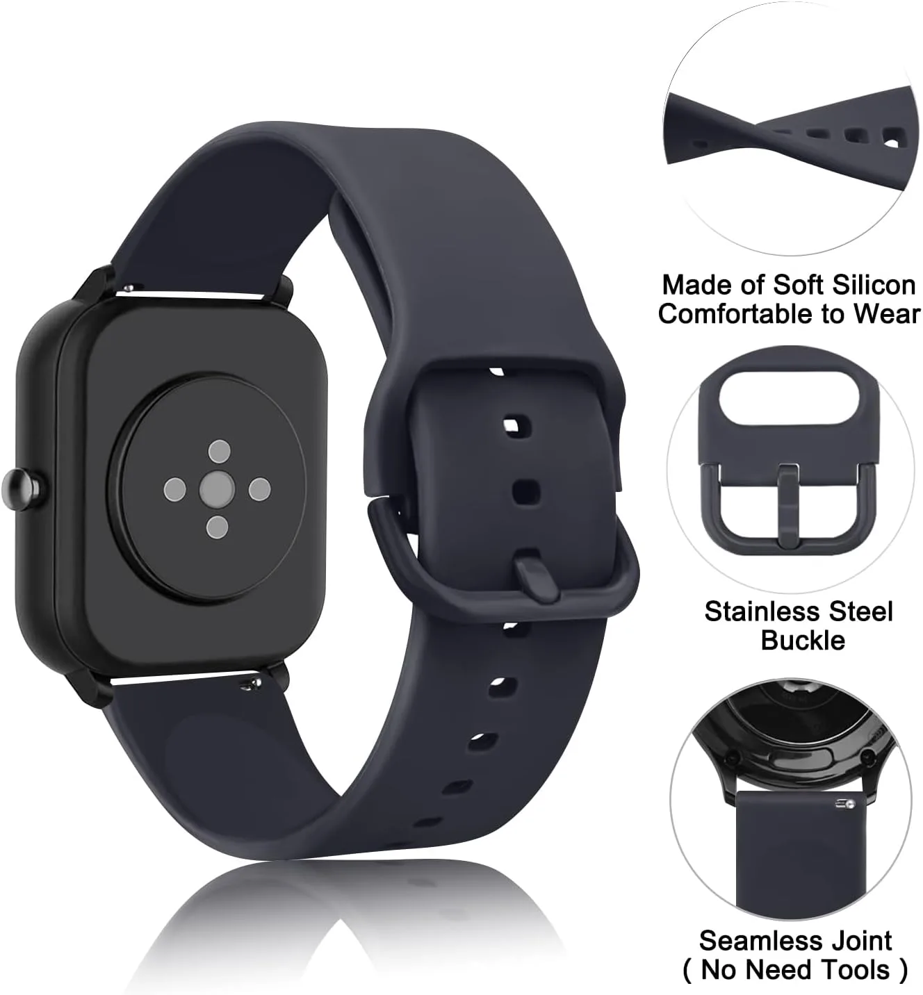 AK Band for Amazfit GTS 4 / GTS 4 Mini / GTS 3 / GTS 2 / GTS 2e / GTS 2 mini / GTS / GTR mini Bands, 20mm Soft Replacement Sport Strap for Amazfit Bip 3 / Bip 3 Pro / Bip U Pro / Bip / Bip Lite / Bip S / Bip S lite / Bip U Smart Watch Women Men