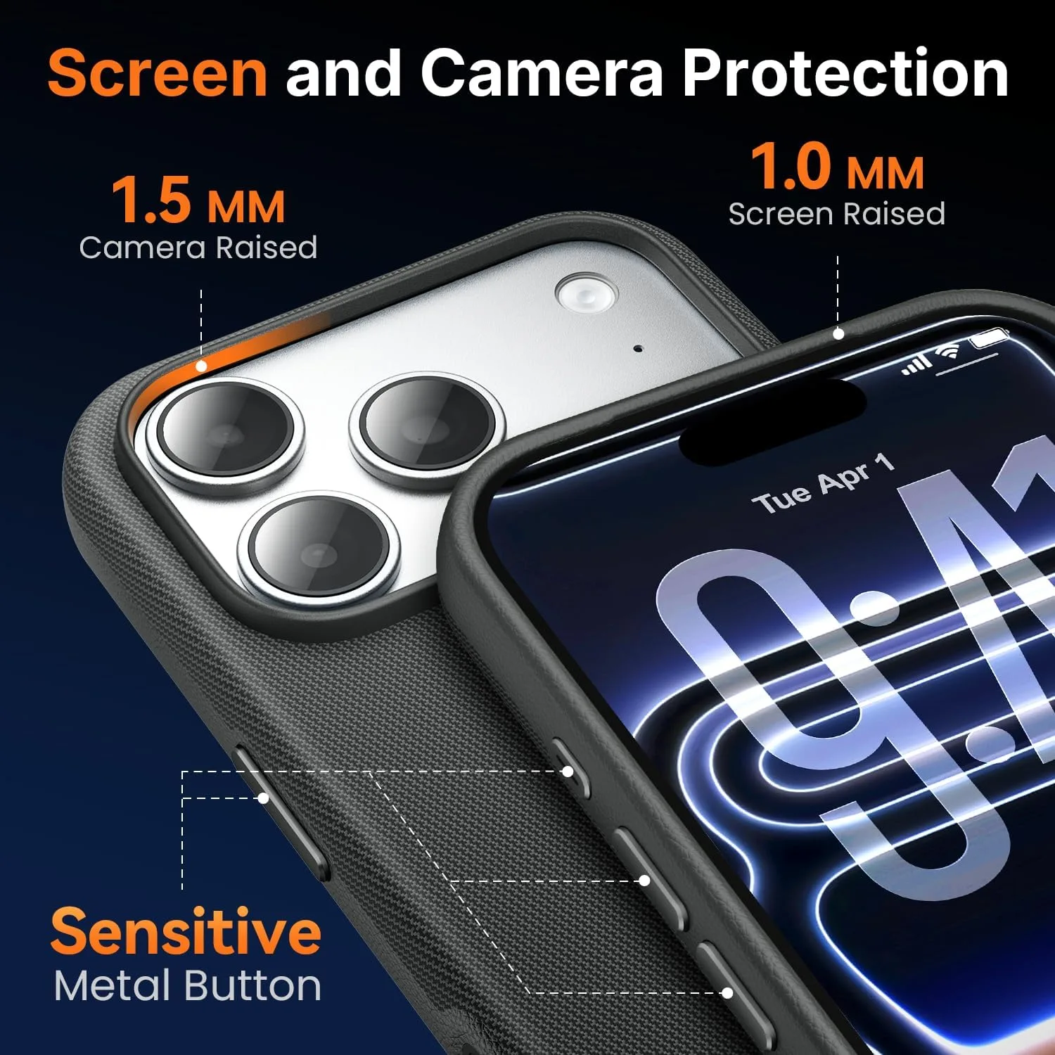 Mkeke for iPhone 18 Pro Max Case Techwoven Black
