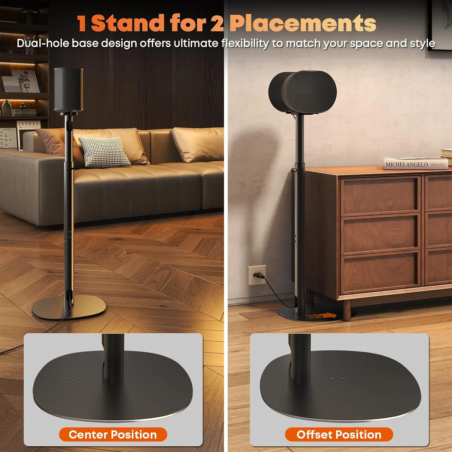 Single Speaker Stand for Sonos Era 100, 100 SL & Era 300, Hidden Cable