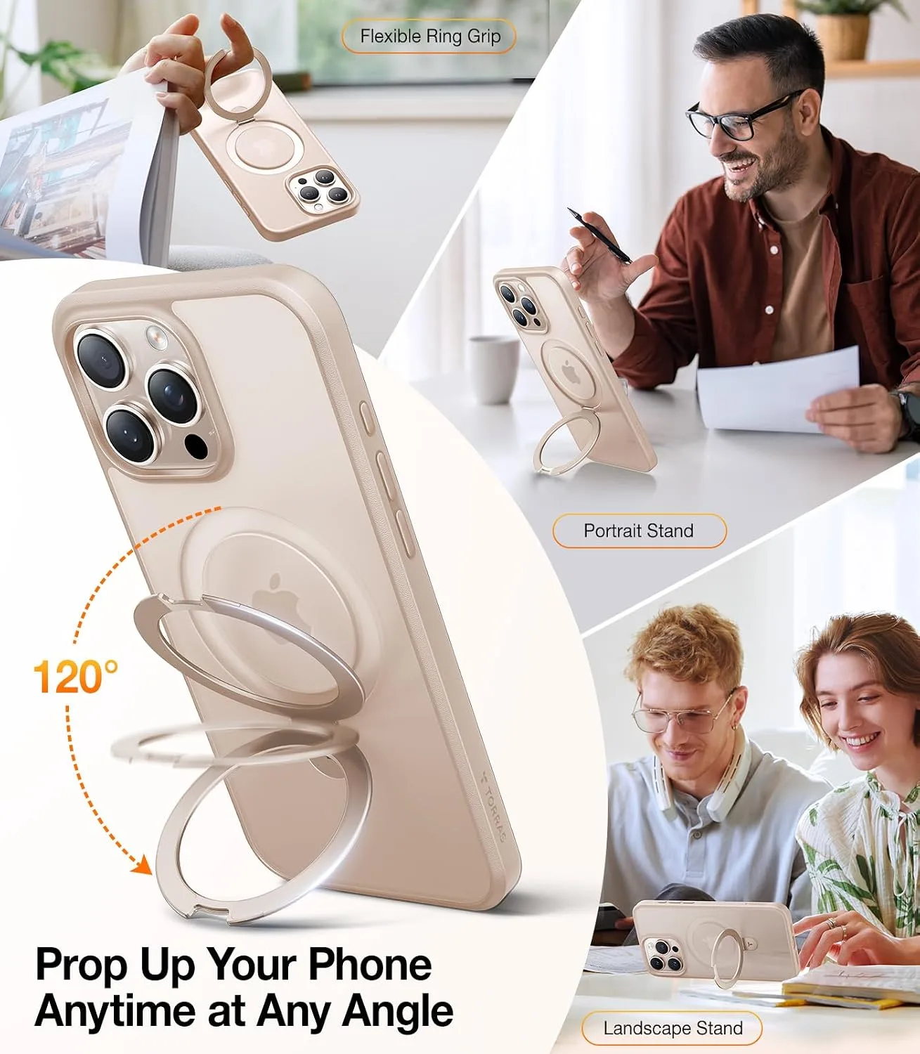 TORRAS Smarter Magnetic Stand for iPhone 16 Pro Max Case Hands-Free Viewing