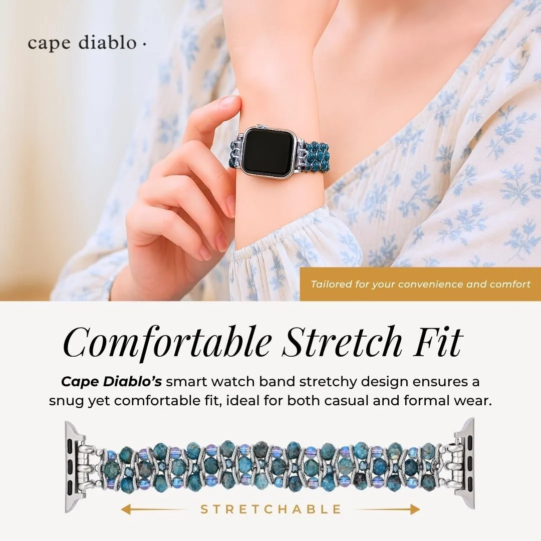 Cape Diablo Smart Watch Band for Women - Handmade Gemstone Strap - Compatible with 38mm-45mm Apple Faces